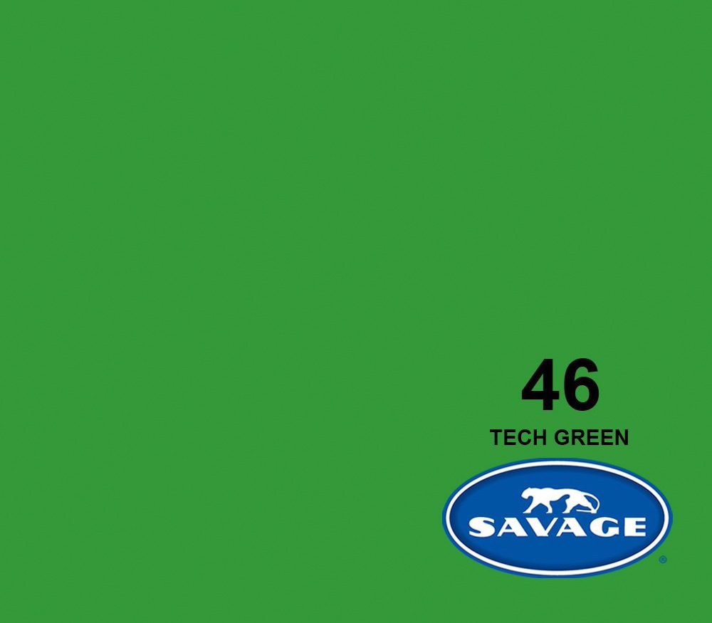 Фон Savage SA 46-12 Tech Green, бумажный, 2.7х11 м, зеленый хромакей