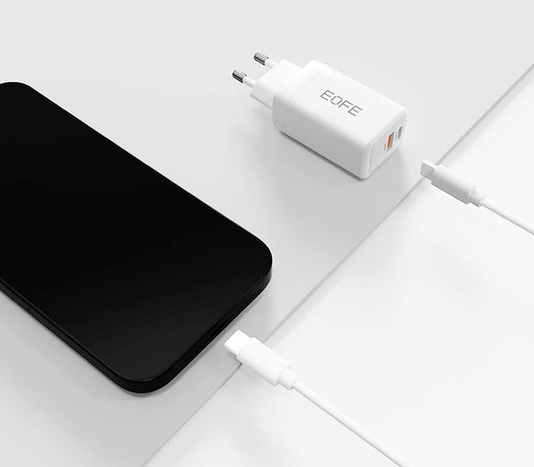 Зарядное устройство EOFE E601, 65 Вт, USB-A + USB-C, белое