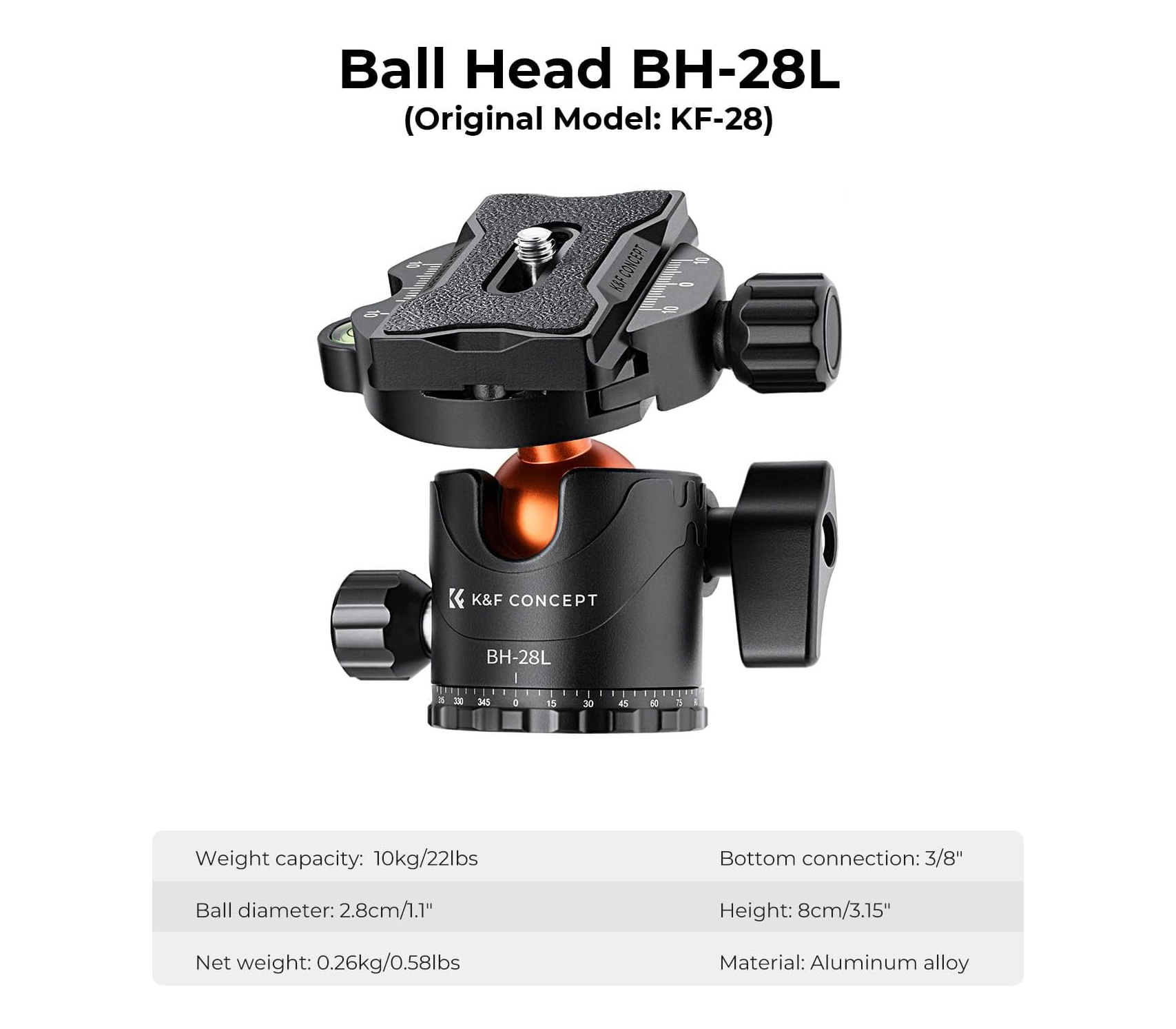 Штатив K&F Concept T254A7 с шаровой головой BH-28L и горизонтальной штангой