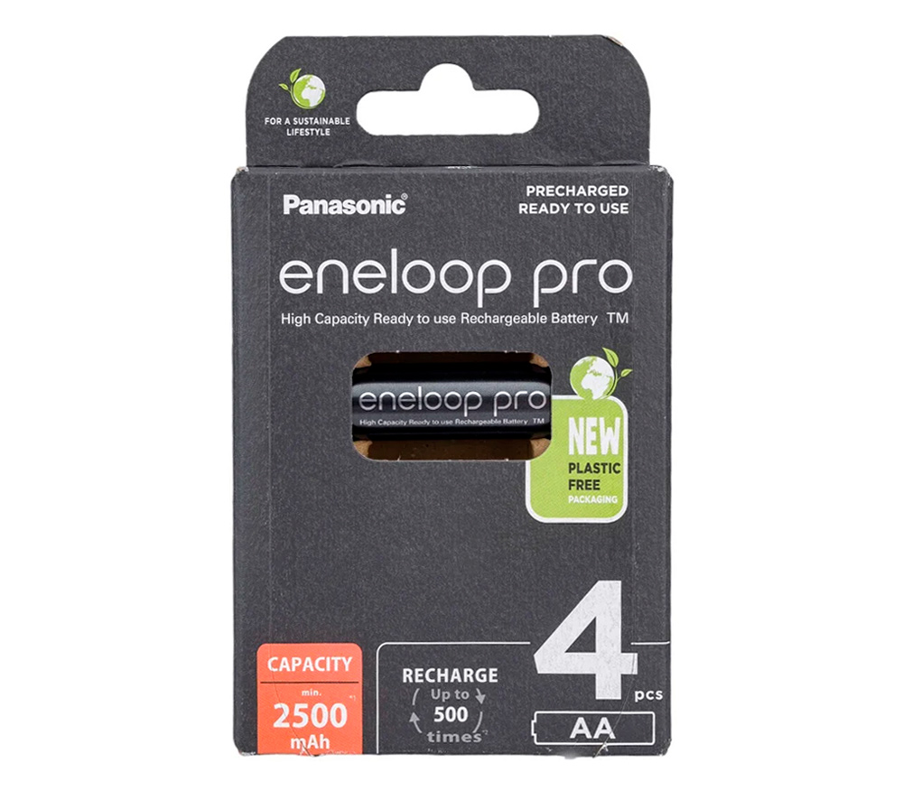 Аккумуляторы Panasonic Eneloop Pro AA, 2450 мАч, 4 шт с кейсом (BK-3HCDEC-4BE)