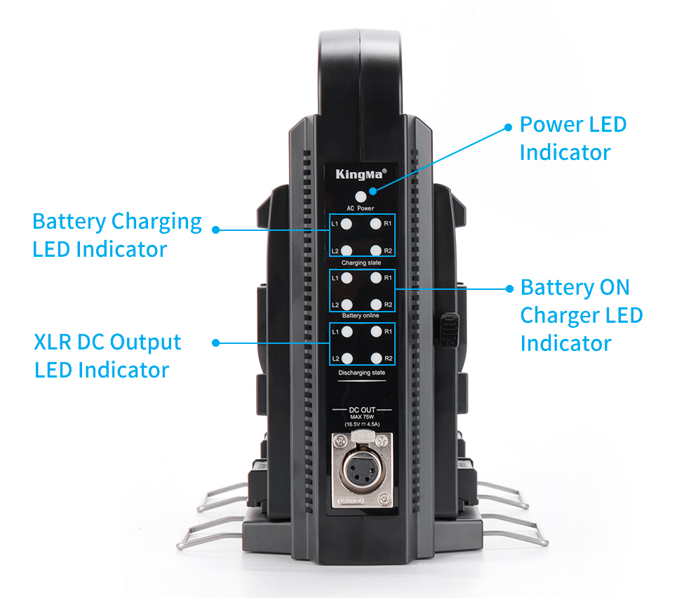 Зарядное устройство Kingma BP-4CH для 4 аккумуляторов V-Mount