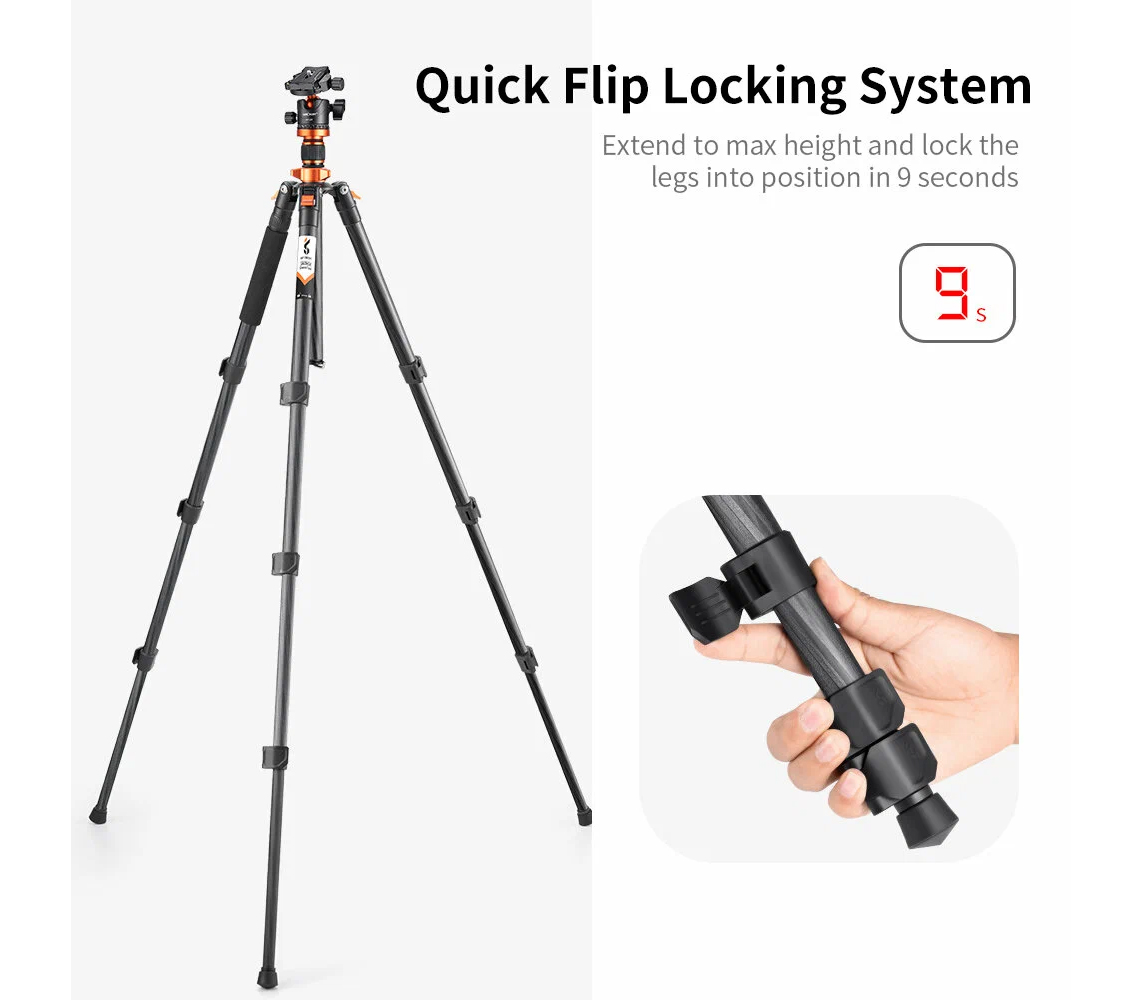 Штатив K&F Concept D254C1 с шаровой головой BH-28L, карбон