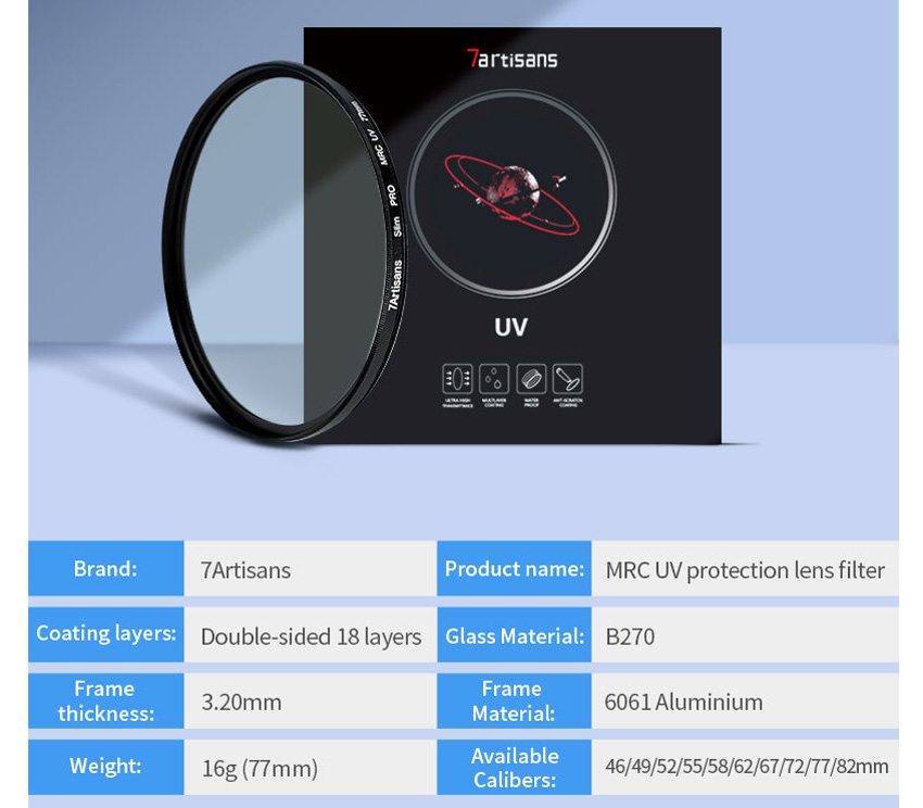 Светофильтр 7Artisans MRCUV 82mm (уцененный)