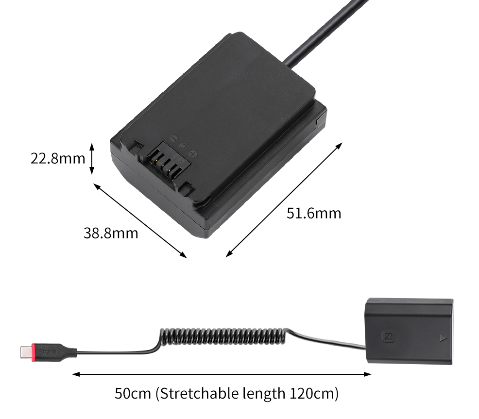 Адаптер питания Kingma TC-FZ100, USB type C, вместо Sony NP-FZ100