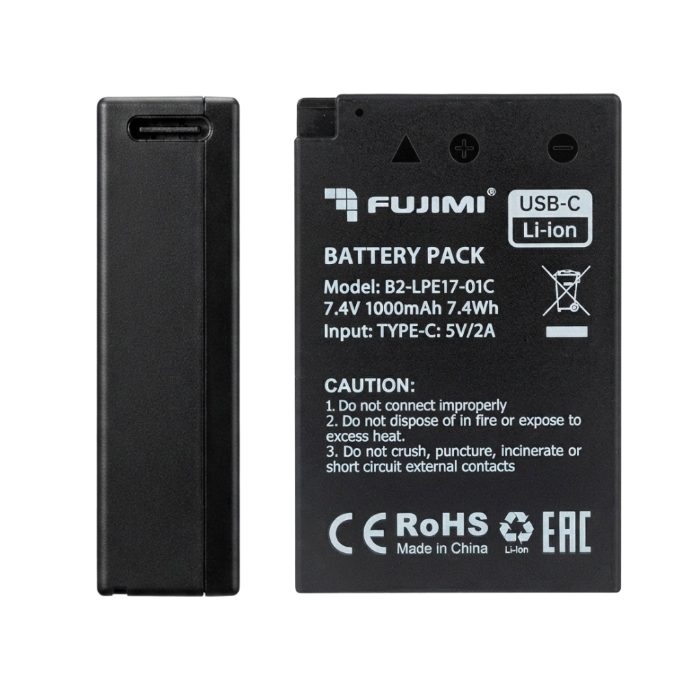 Аккумулятор Fujimi FBTLP-E17, с разъемом USB-C, 1000 мАч