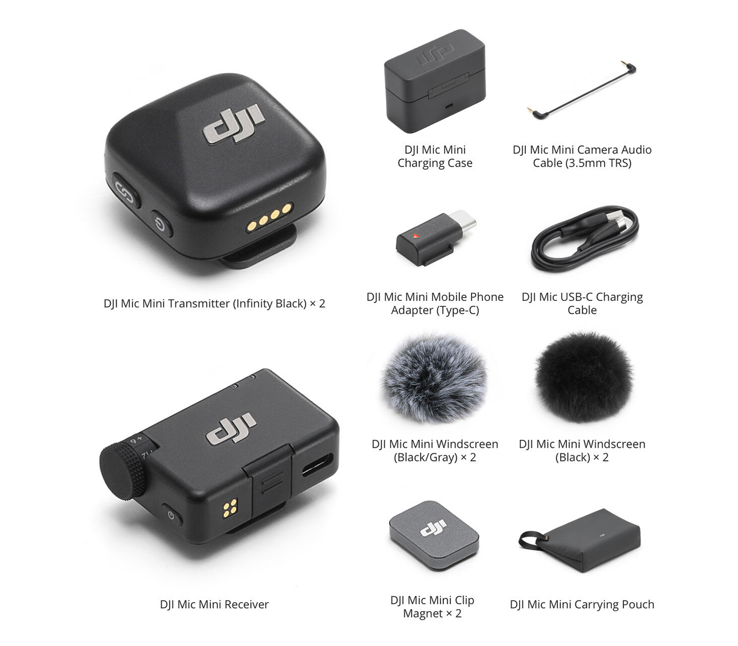 Беспроводная система DJI Mic Mini, 2 микрофона, 1 приемник, USB-C / 3.5мм TRS