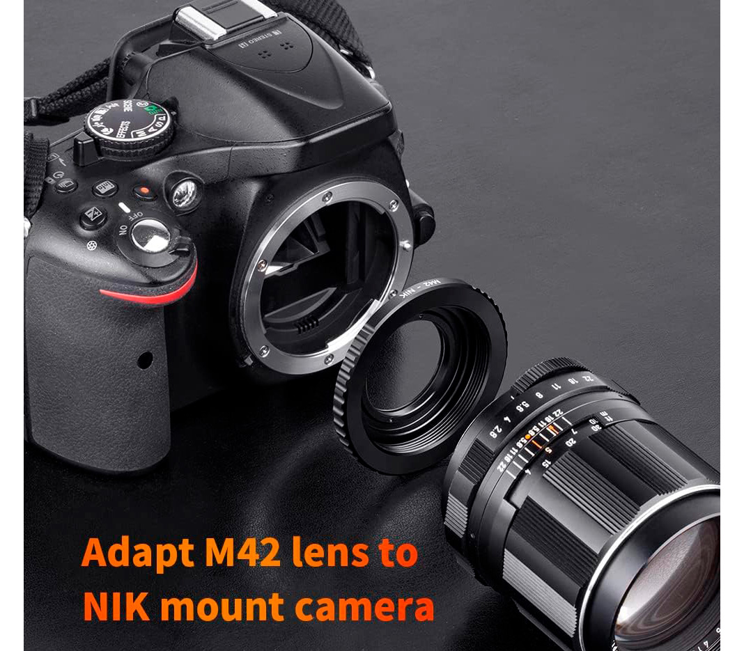 Адаптер K&F Concept M42-NIK, для объективов M42 на камеры Nikon F, с линзой