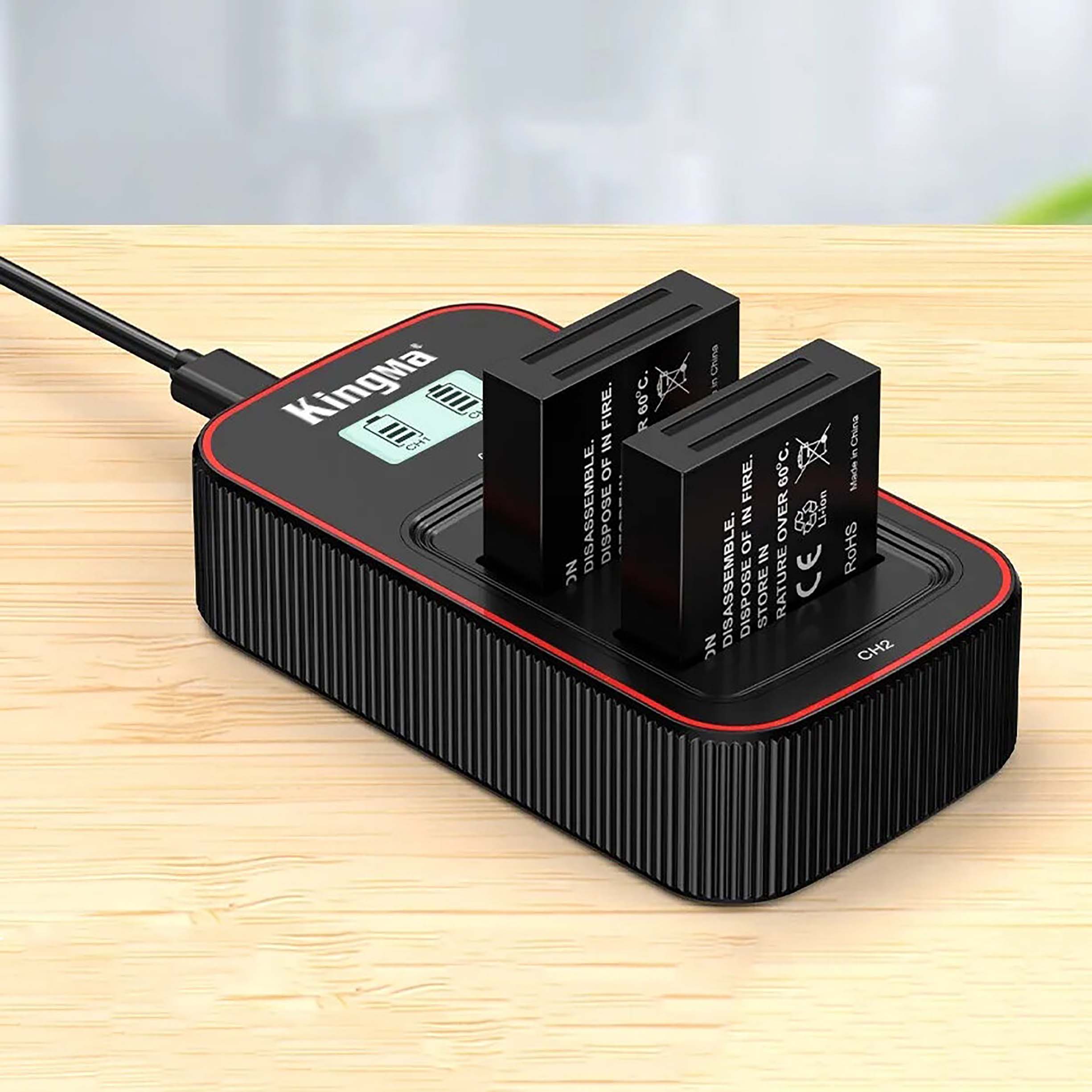 Зарядное устройство Kingma BM058-DB120 для 2х Ricoh DB-120, USB, с дисплеем