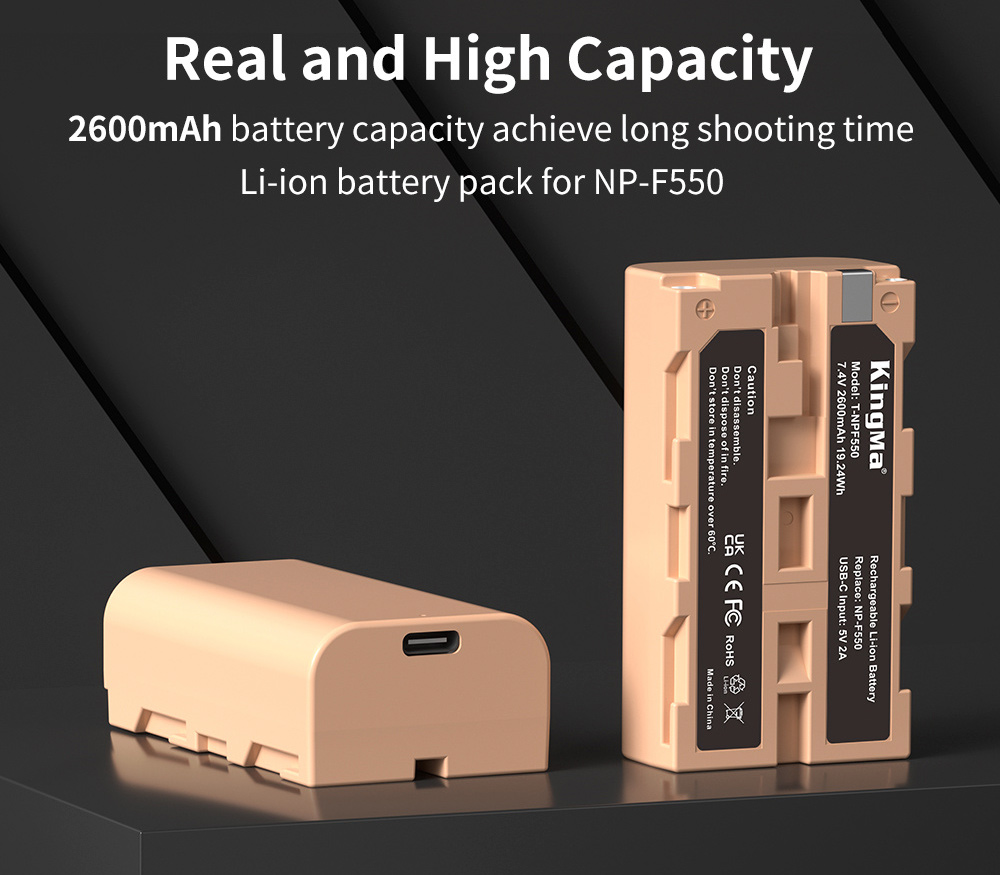 Аккумулятор Kingma NP-F550, 2600 мАч, зарядка USB-C