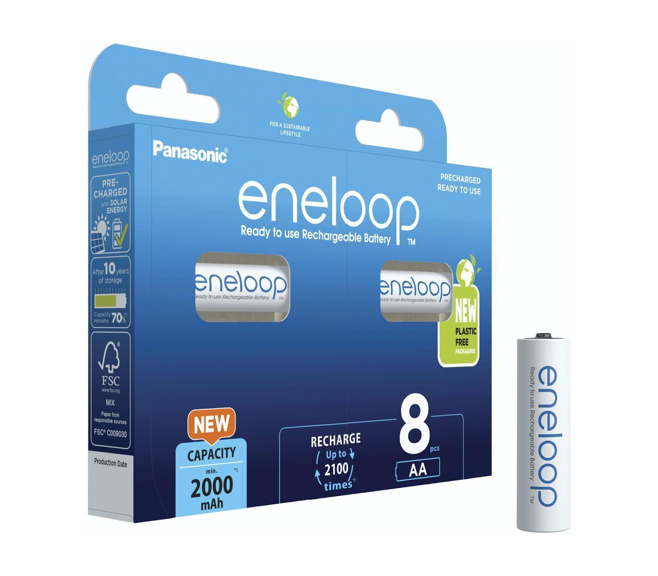 Аккумуляторы Panasonic Eneloop AA 2000 мАч, 8 шт (BK-3MCDE/8HH)