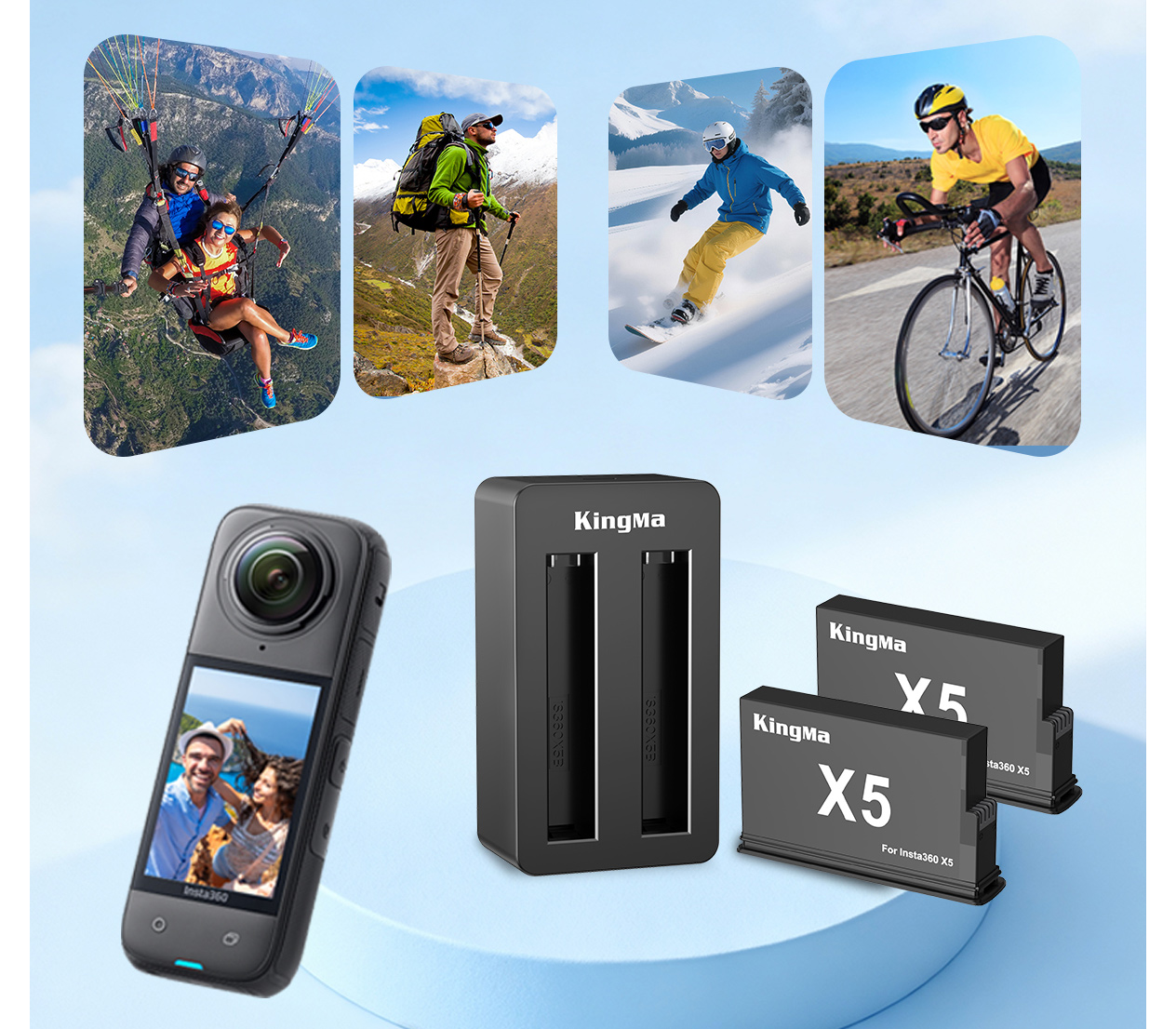 Зарядное устройство Kingma BM072 + 2 аккумулятора для Insta360 One X5