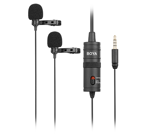 Микрофон Boya BY-M1DM, петличный, двойной, универсальный (TRS / TRRS) (уцененный)