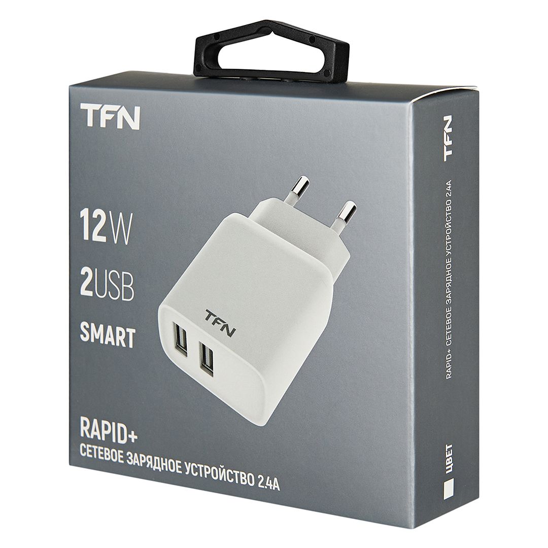 Зарядное устройство TFN Smart, 2xUSB, 2.4A, белый