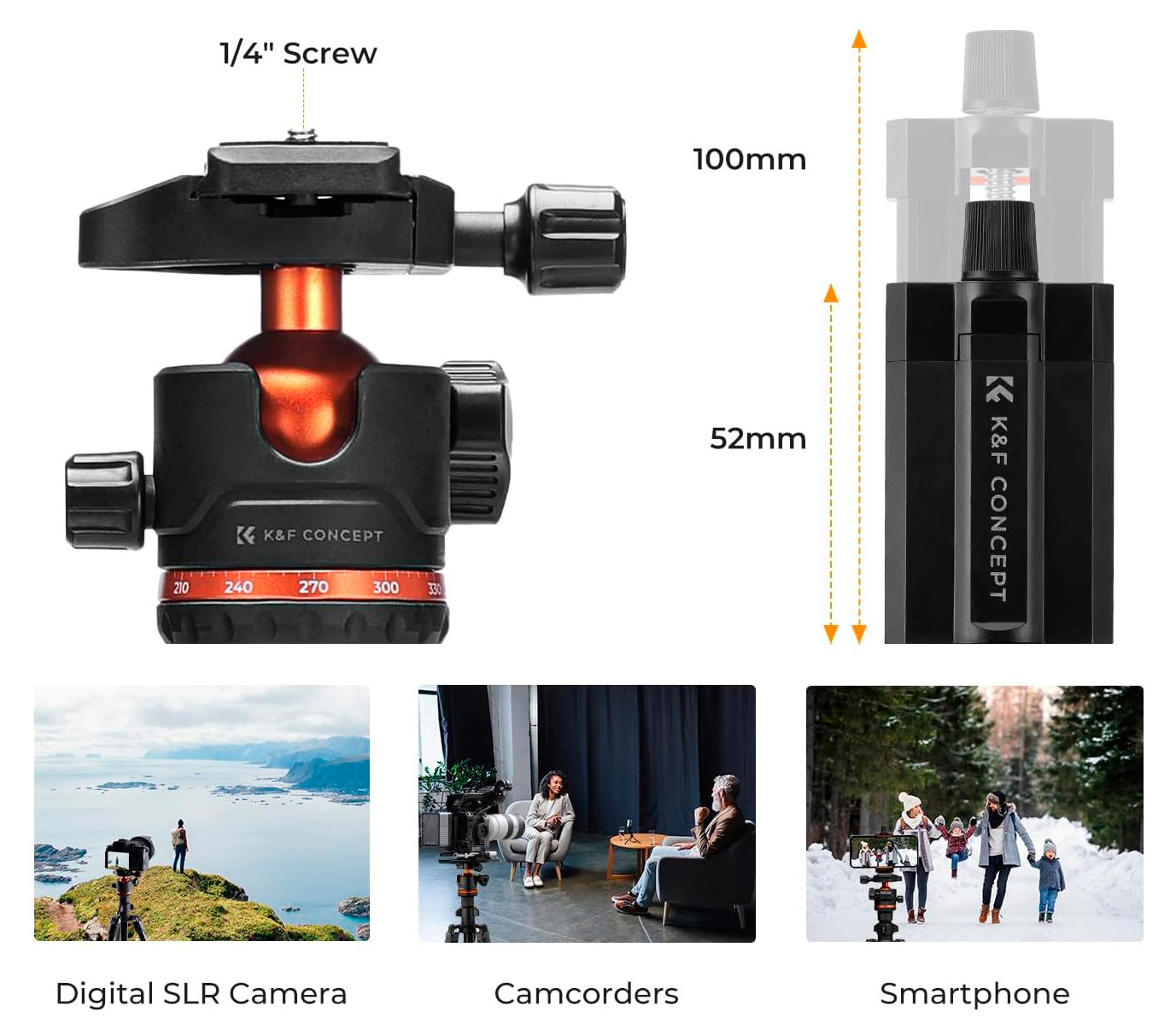 Штатив K&F Concept K234A3 с шаровой головой BH-36