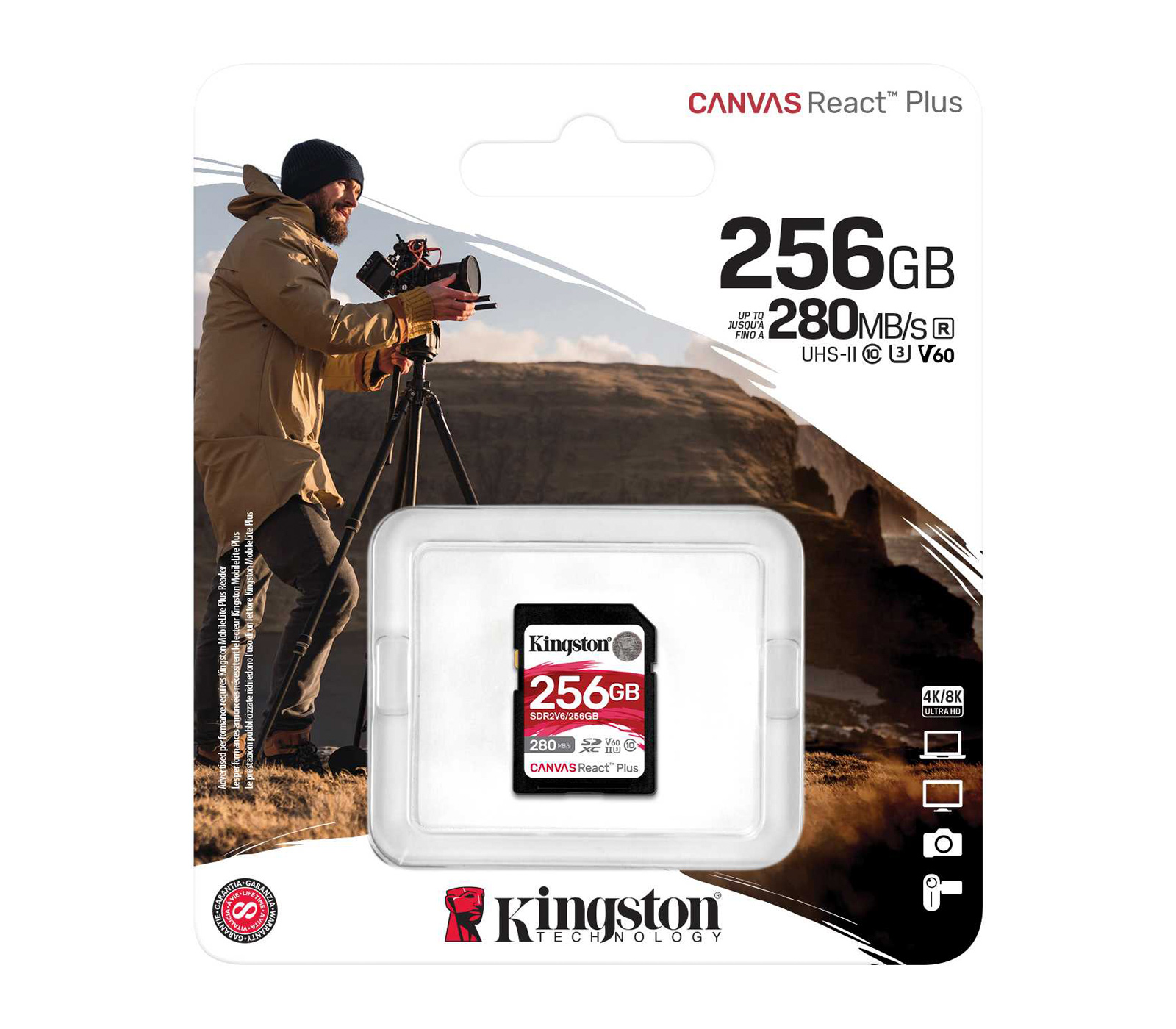 Карта памяти Kingston SDXC 256GB Canvas React Plus UHS-II V60 150/280Mb/s