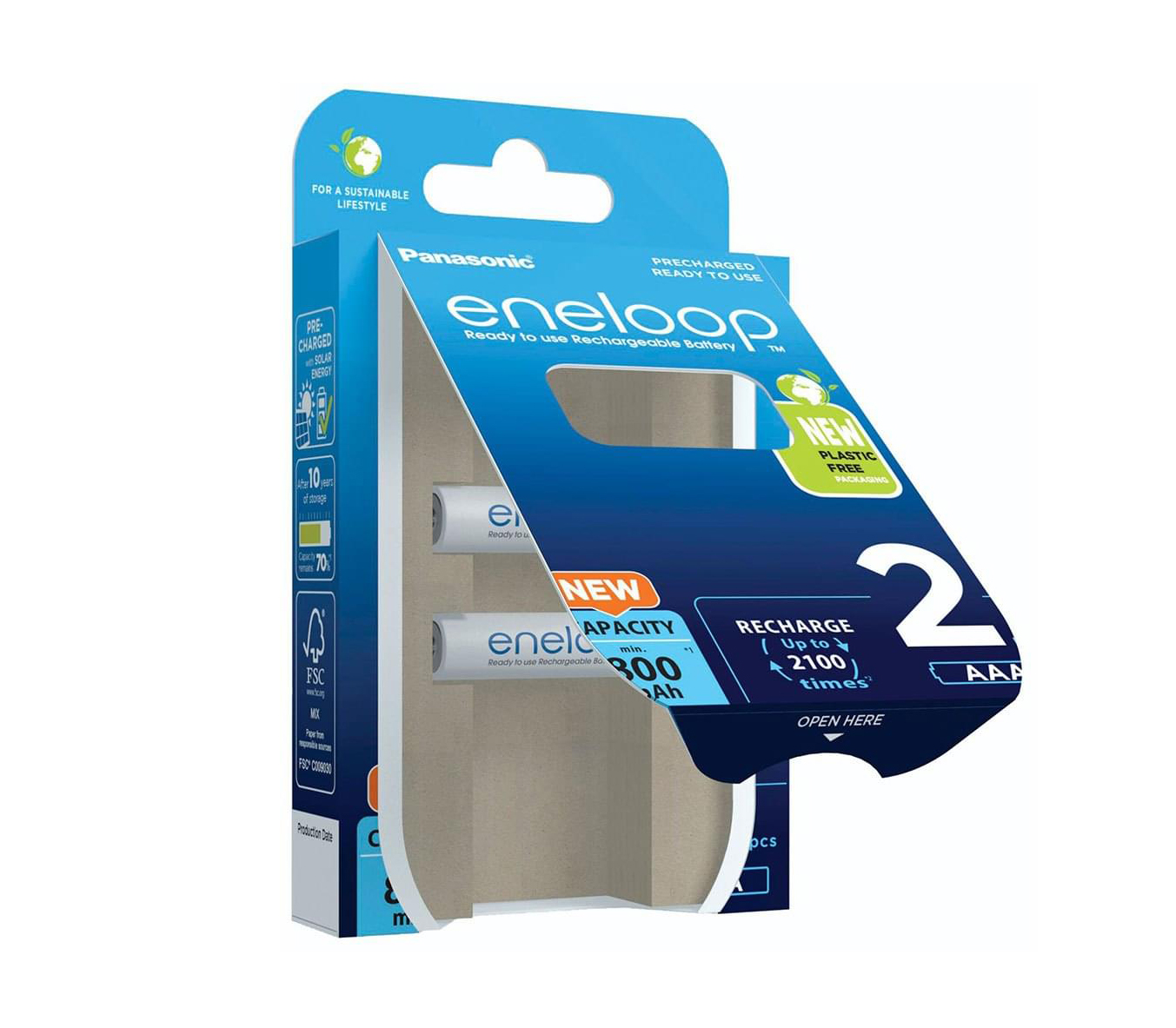 Аккумуляторы Panasonic Eneloop AAA, 800 мАч, 2 шт. (BK-4MCDE/2BE)