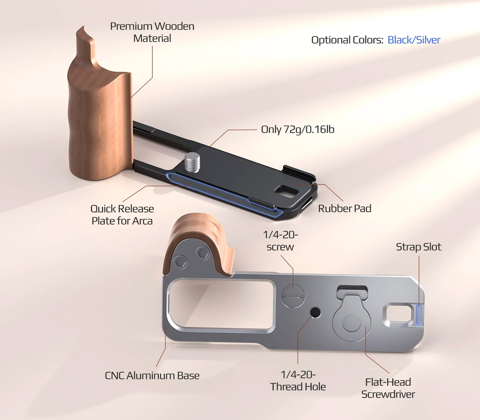 Рукоятка Freewell L Bracket Premium Grip для Fujifilm X100VI, серебристая
