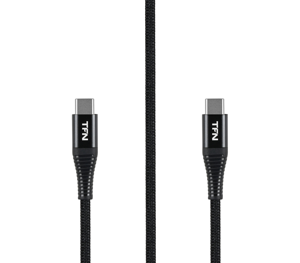Кабель TFN Nexus, USB-C / USB-C, нейлон, 3A, 1,2 м, черный