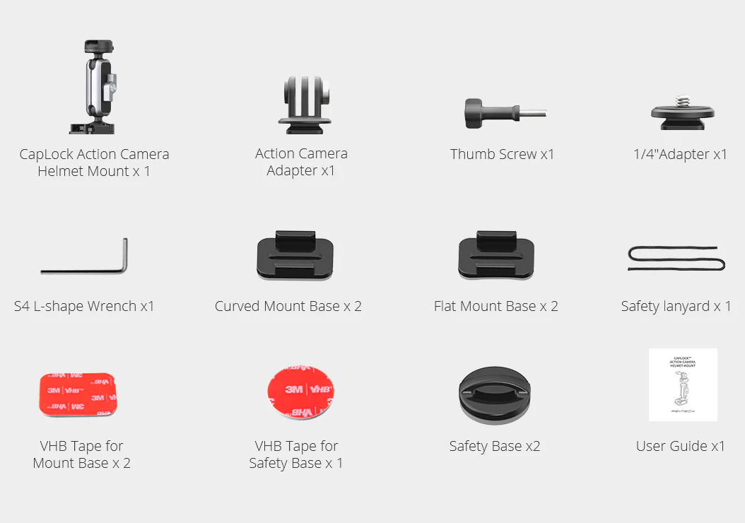 Крепление для экшен-камеры PGYTECH CapLock Action Camera Helmet Mount, на шлем