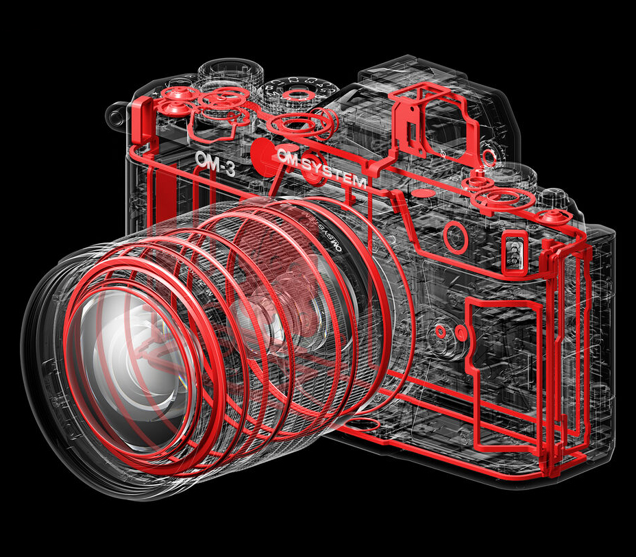 Беззеркальный фотоаппарат OM System OM-3 Kit серебристый + 12-45mm f/4.0 Pro, черный