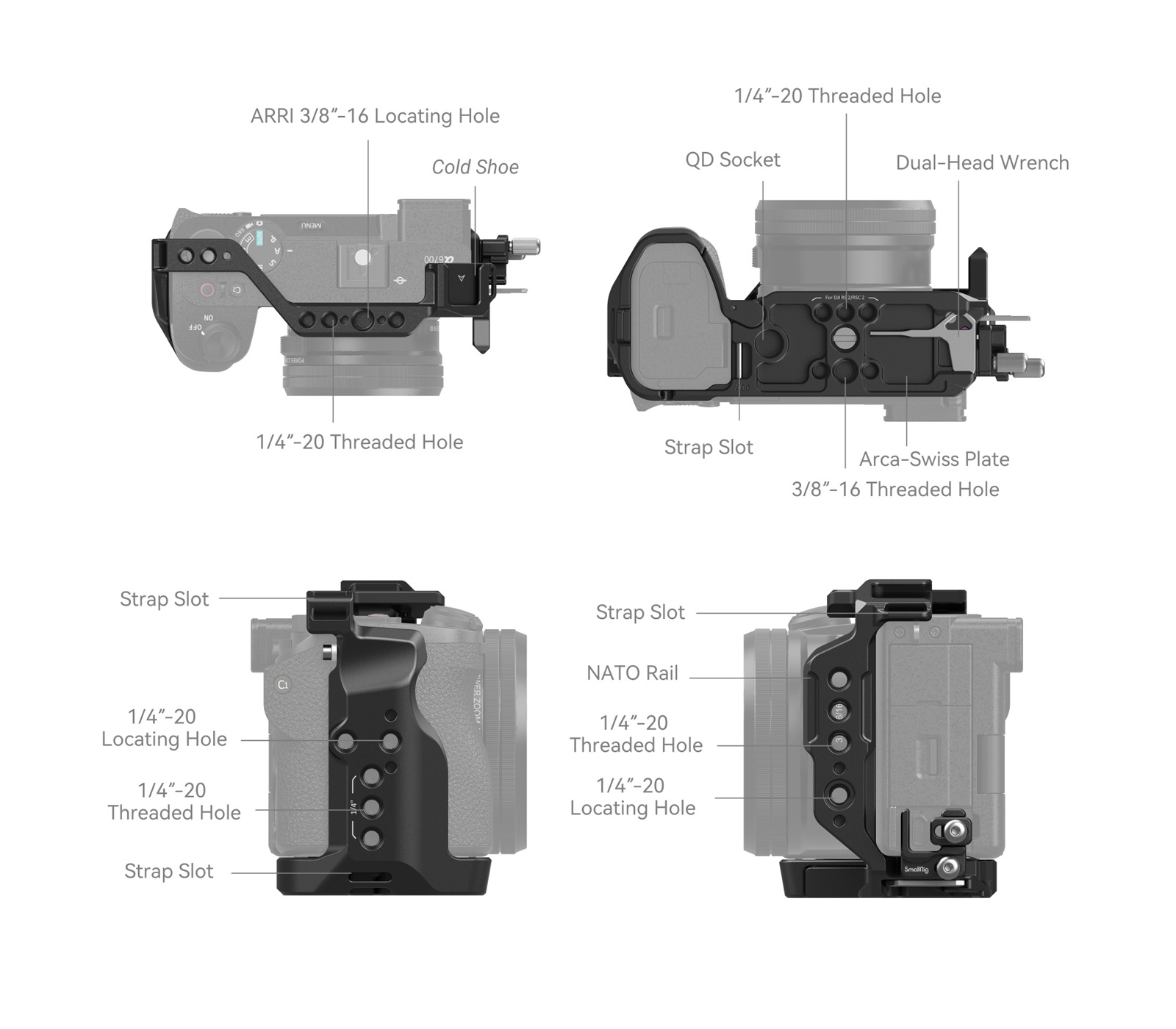 Комплект SmallRig 4336 клетка и и фиксатор кабеля для Sony A6700
