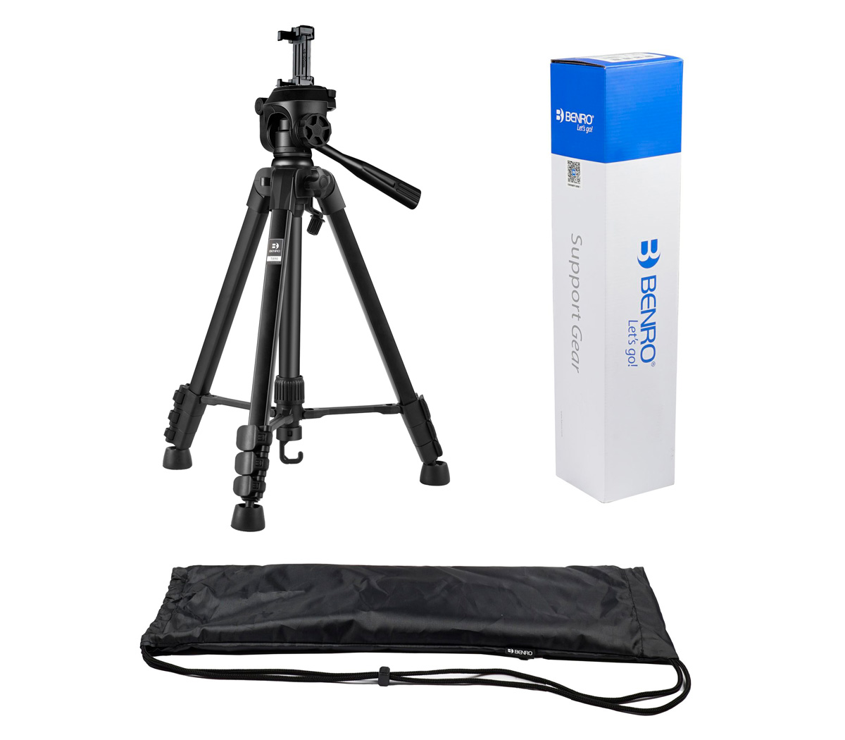 Штатив Benro T890+MH2N c головой и держателем для смартфона