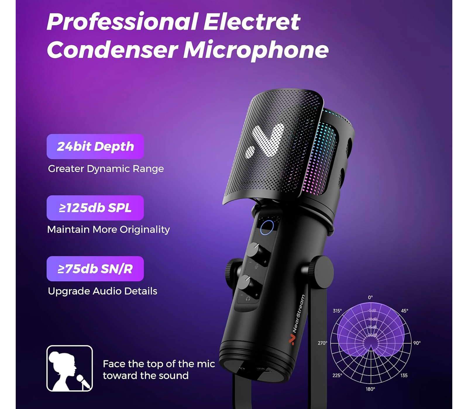 USB микрофон Nearity NearStream AM30U с RGB подсветкой и пантографом