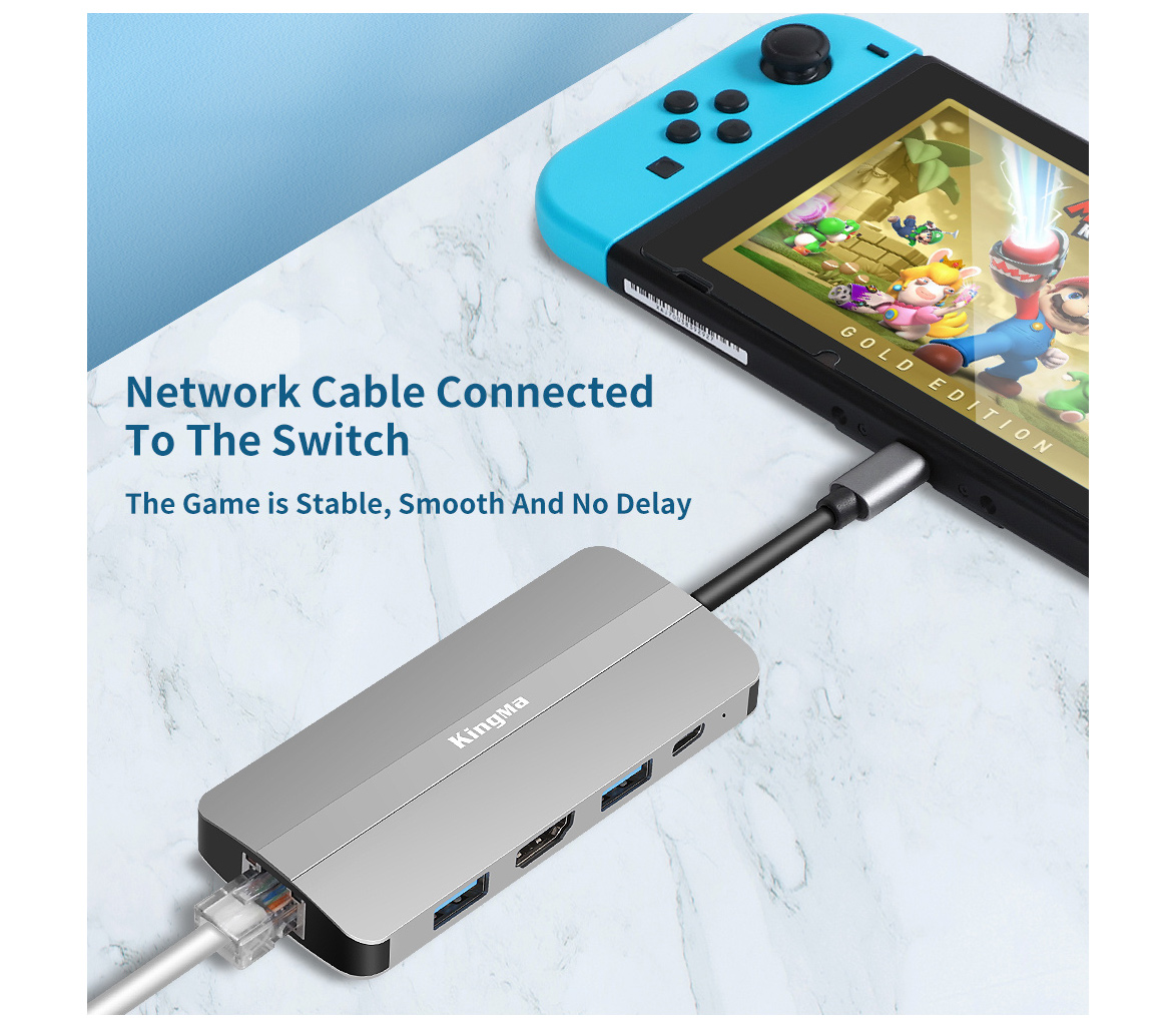 Хаб 5-в-1 Kingma BMU034, USB-C, 2х USB-A, Ethernet, HDMI 2.0