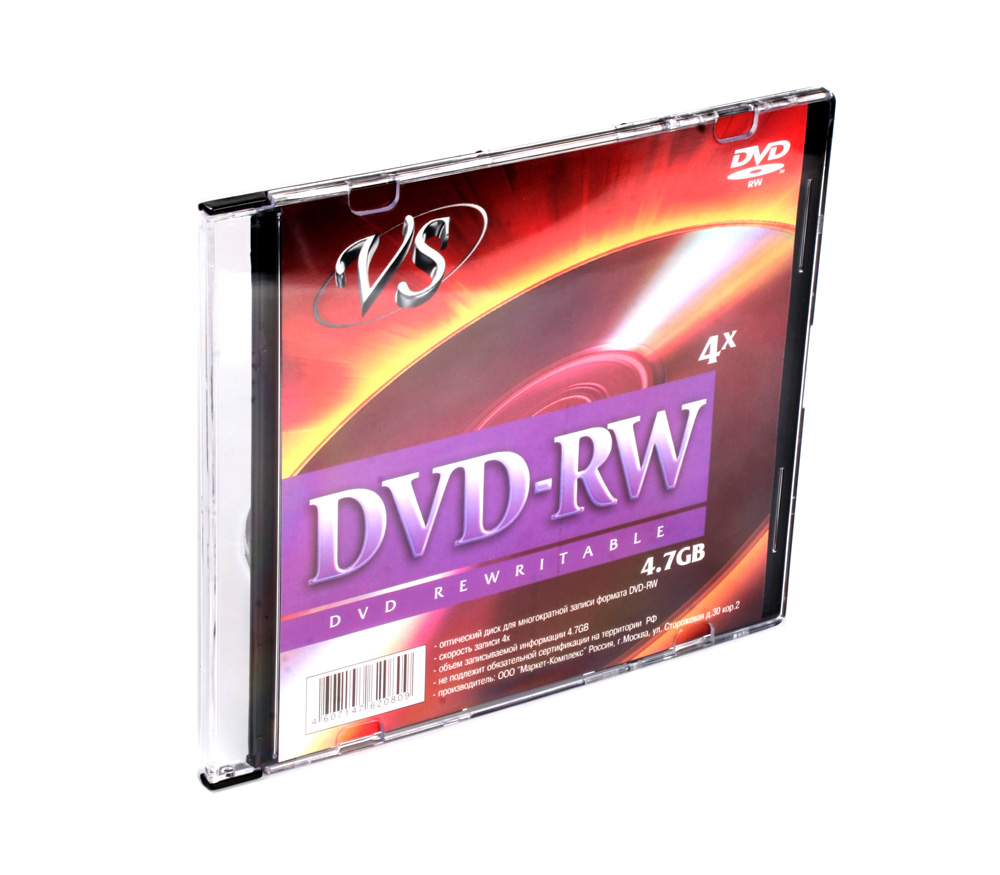 Диск VS DVD-RW 4,7 GB 4x Slim, 1 шт.