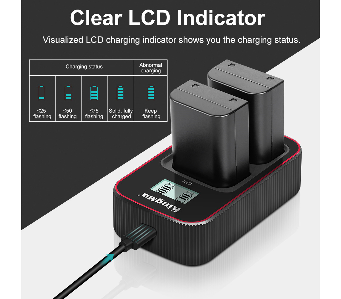 Зарядное устройство Kingma BM058-BLX1, для 2х Olympus BLX-1, дисплей