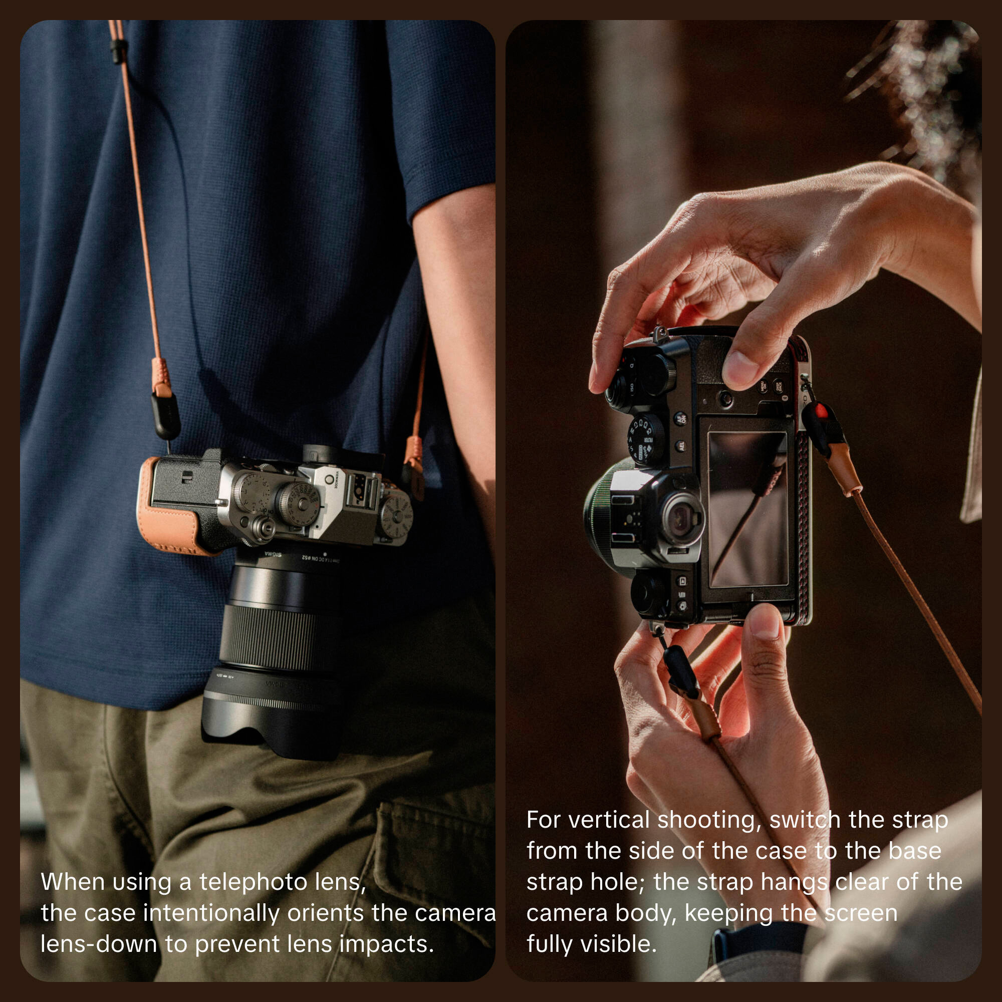 Чехол PGYTECH Leather Camera Case для Fujifilm X-T5, цвет: Clay Brown