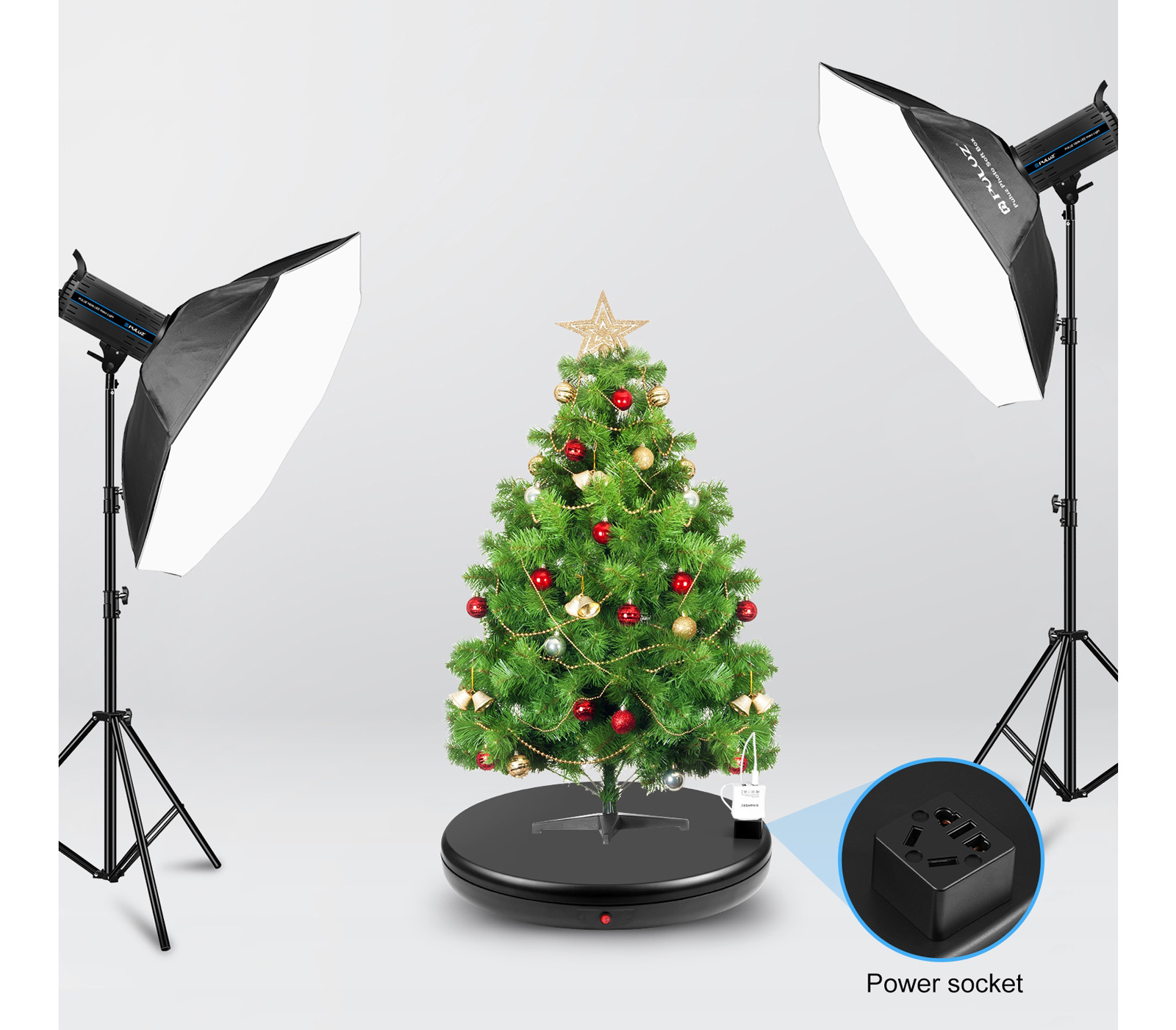 Поворотный стол Puluz PU3147 с пультом управления и розеткой, 45 см, до 100 кг, черный (уцененный)