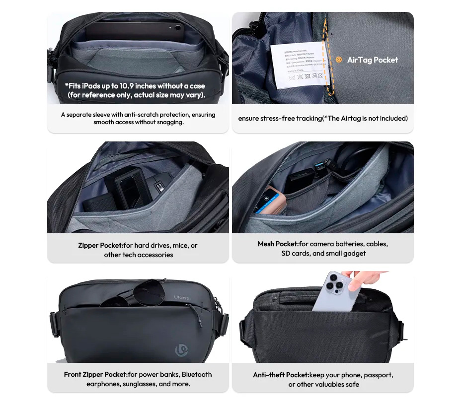 Сумка Ulanzi PB038 Travel Sling Bag V2, объем 10 л (B120) (уцененный)