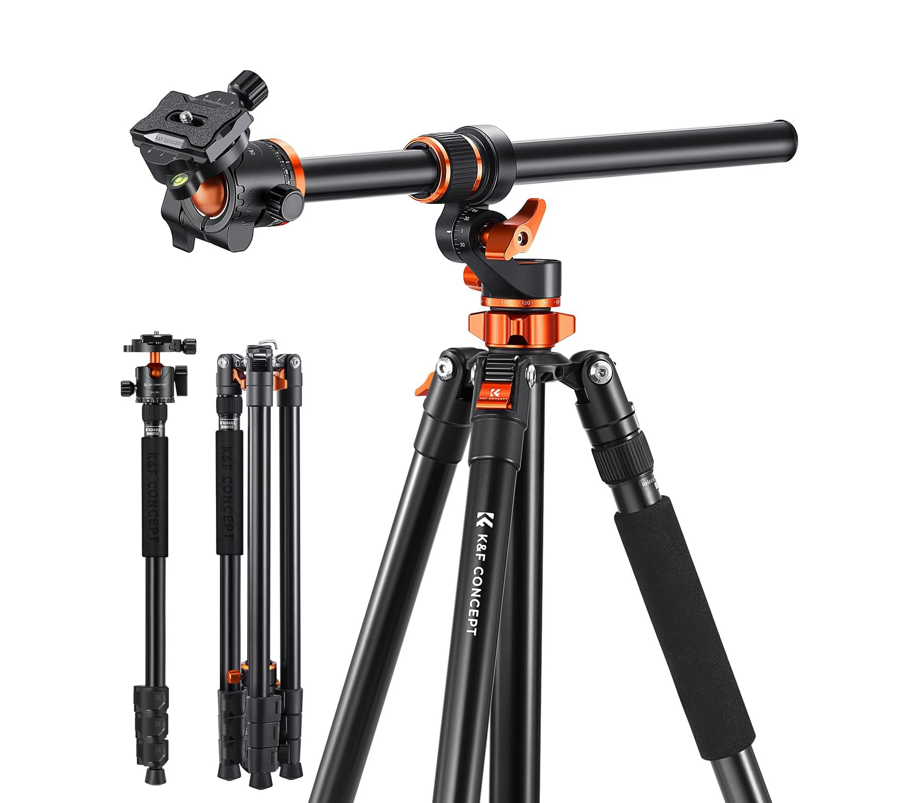 Штатив K&F Concept T254A7 с шаровой головой BH-28L и горизонтальной штангой