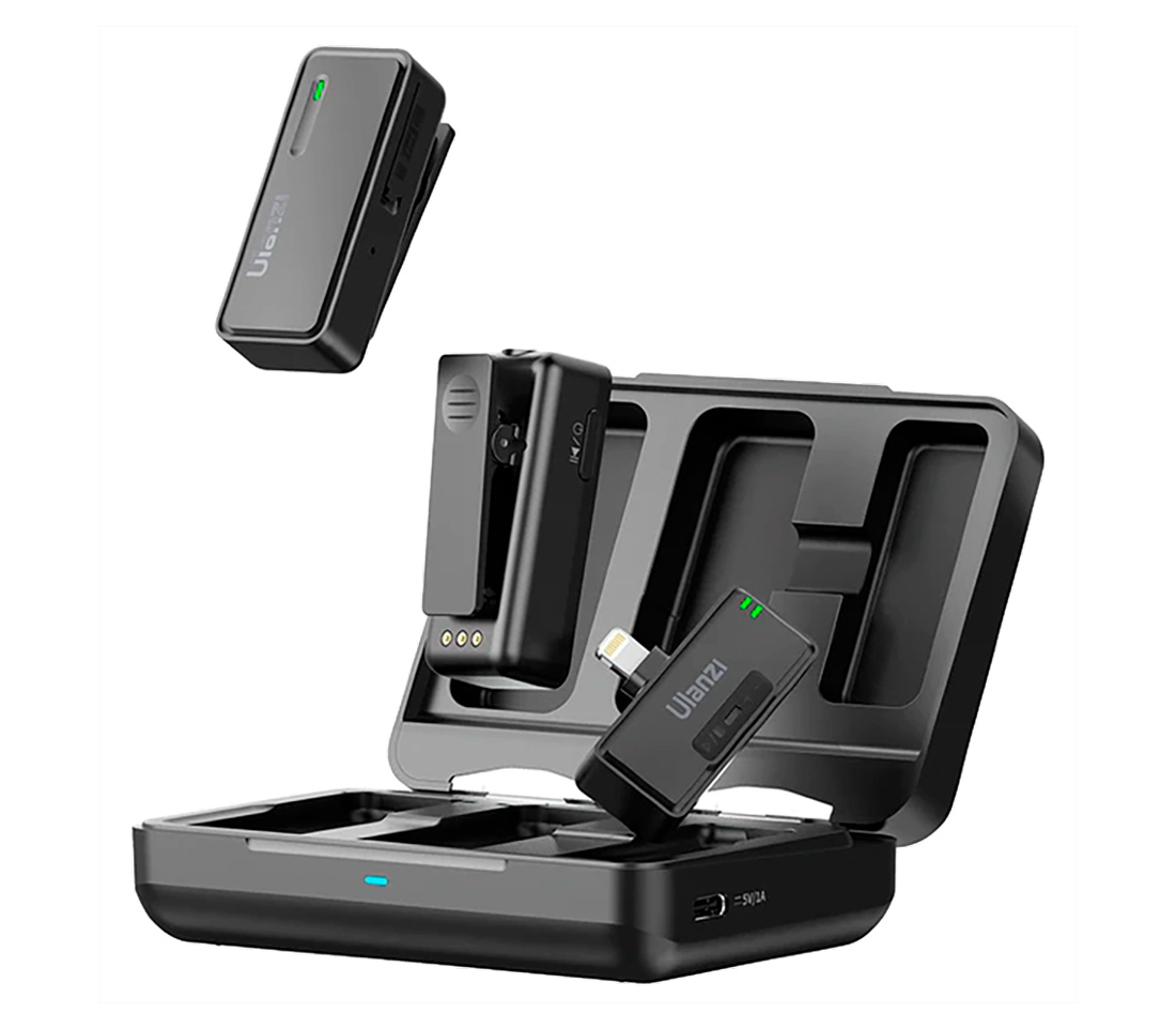 Беспроводная система Ulanzi UW-MIC 20P, 2.4 ГГц, RX+RX+TX, Lightning, черная