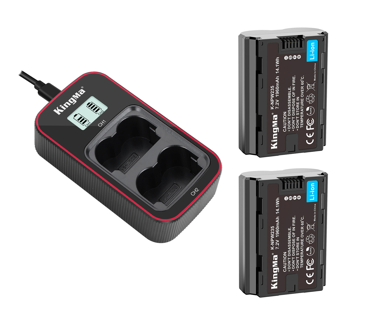 Зарядное устройство Kingma BM058 + 2 аккумулятора NP-W235 1960 мАч (уцененный)
