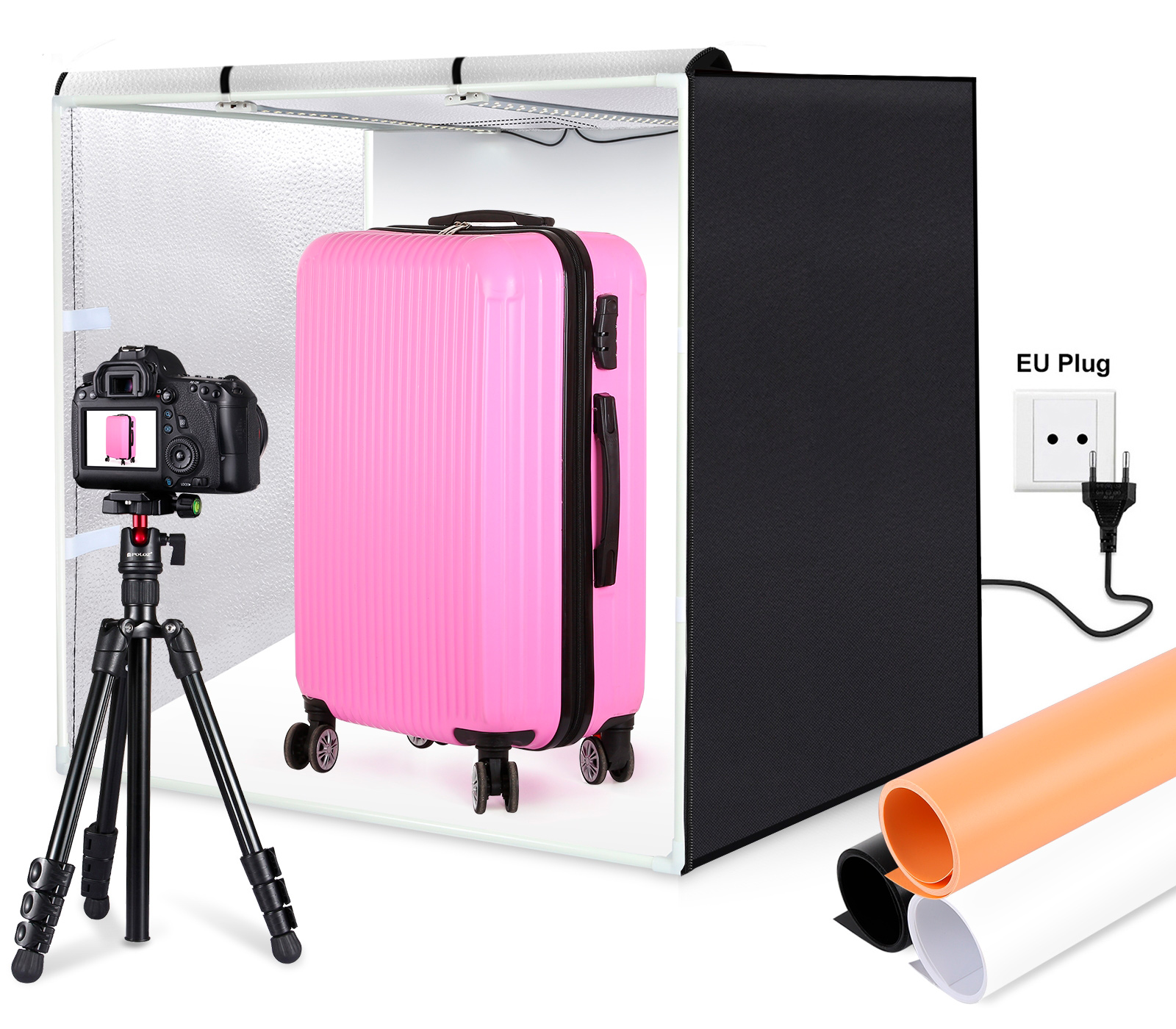 Фотобокс Puluz PU5080 80 см, с подсветкой 80 Вт и 3 фонами (уцененный)