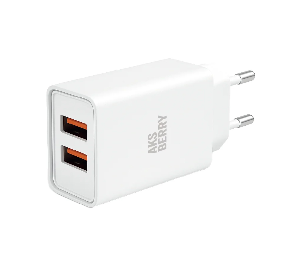 Зарядное устройство Aksberry T37, 2x USB-A, белое