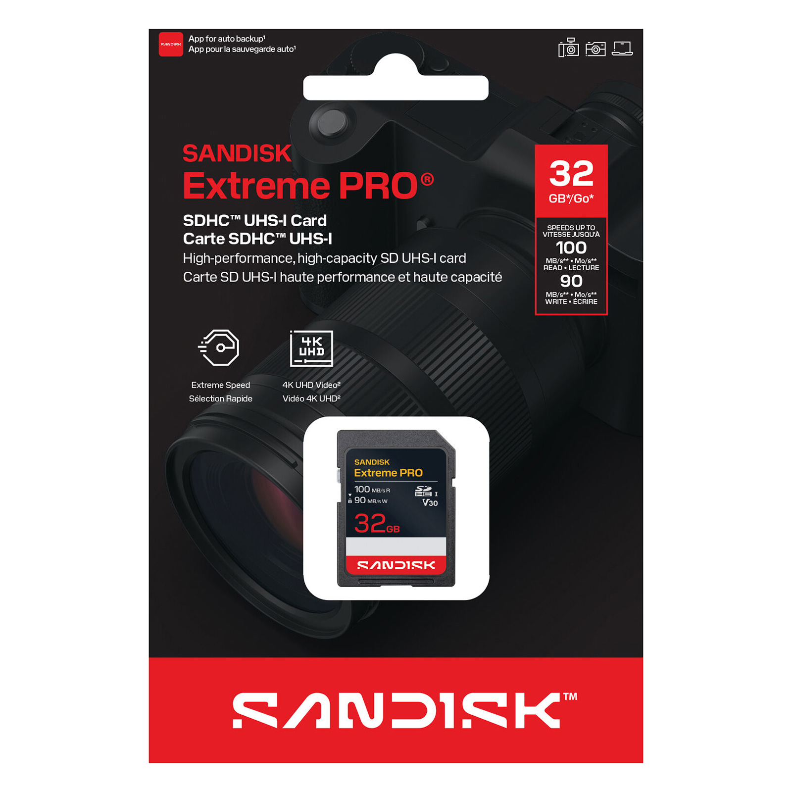 Карта памяти SanDisk SDHC 32GB Extreme Pro V30 100/90 МБ/с