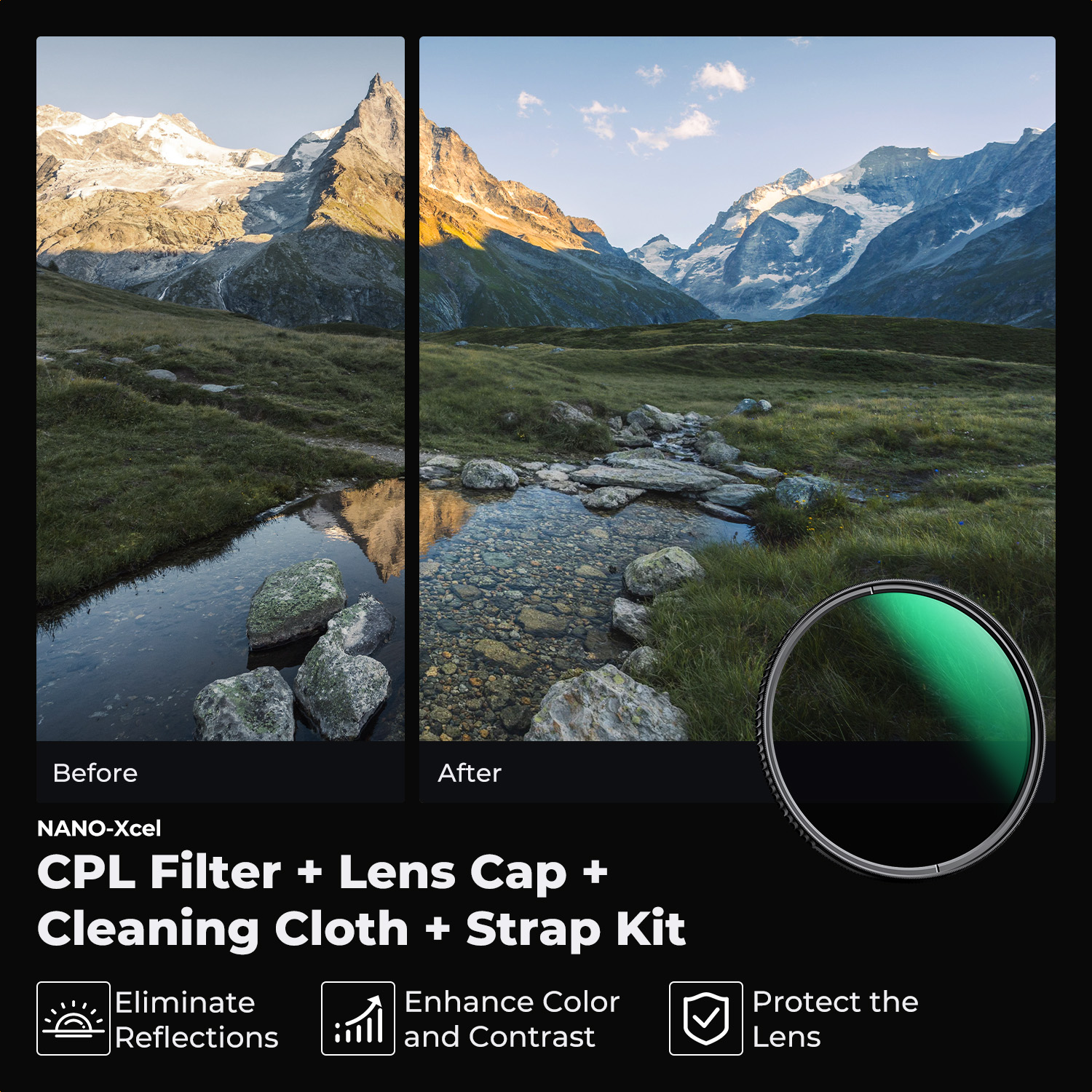 Светофильтр K&F Concept XC16 Nano-X CPL Green Coated 49mm