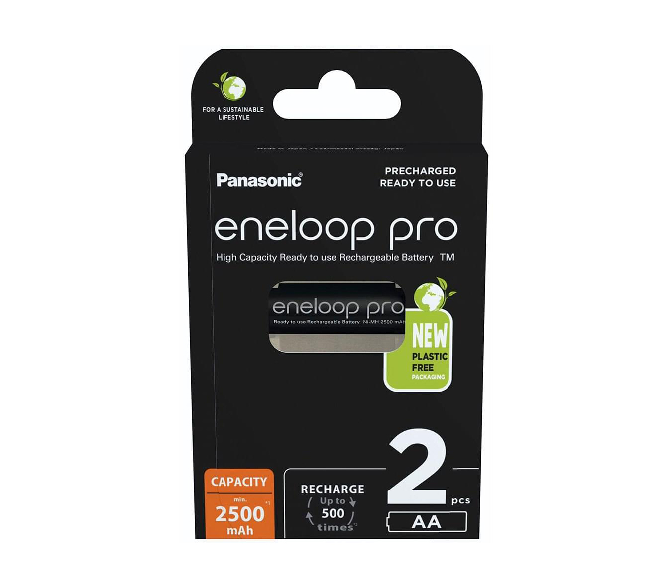 Аккумуляторы Panasonic Eneloop Pro AA, 2450 мАч, 2 шт (BK-3HCDE/2BE)