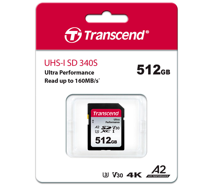 Карта памяти Transcend SDXC 512GB 340S UHS-I Class U3 V30 A2 160/90 Mb/s