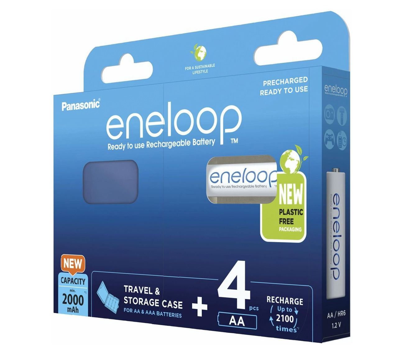 Аккумуляторы Panasonic Eneloop AA 2000 мАч, 4 шт. + кейс