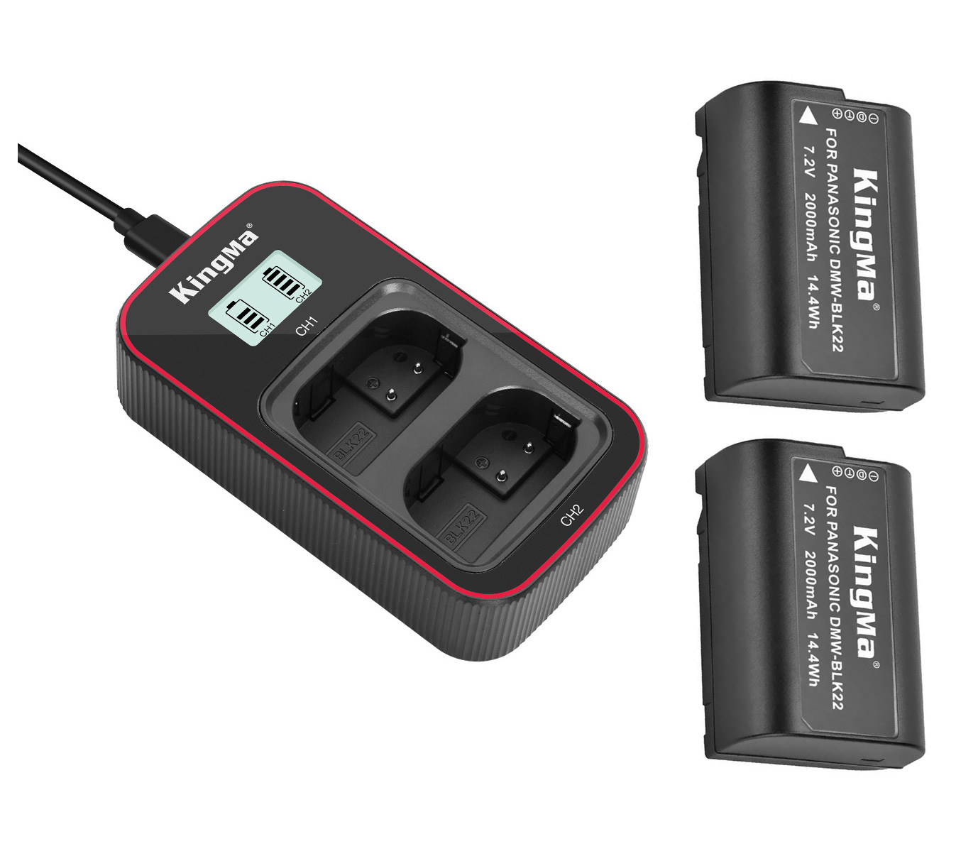 Зарядное устройство Kingma BM058 + 2 аккумулятора DMW-BLK22 2000 мАч