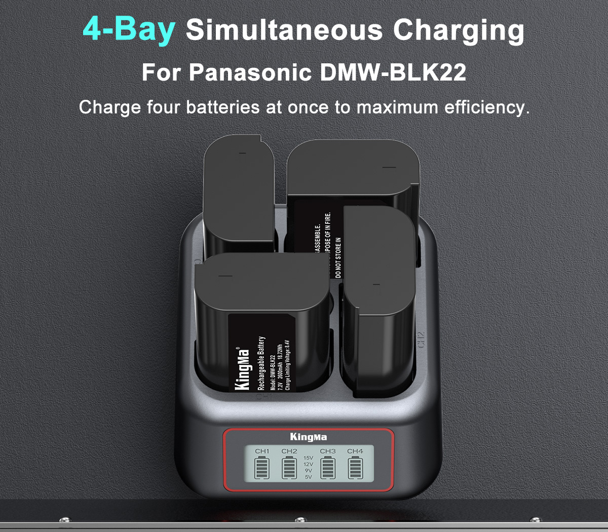 Зарядное устройство Kingma BM069-BLK22 для 4х Panasonic DMW-BLK22
