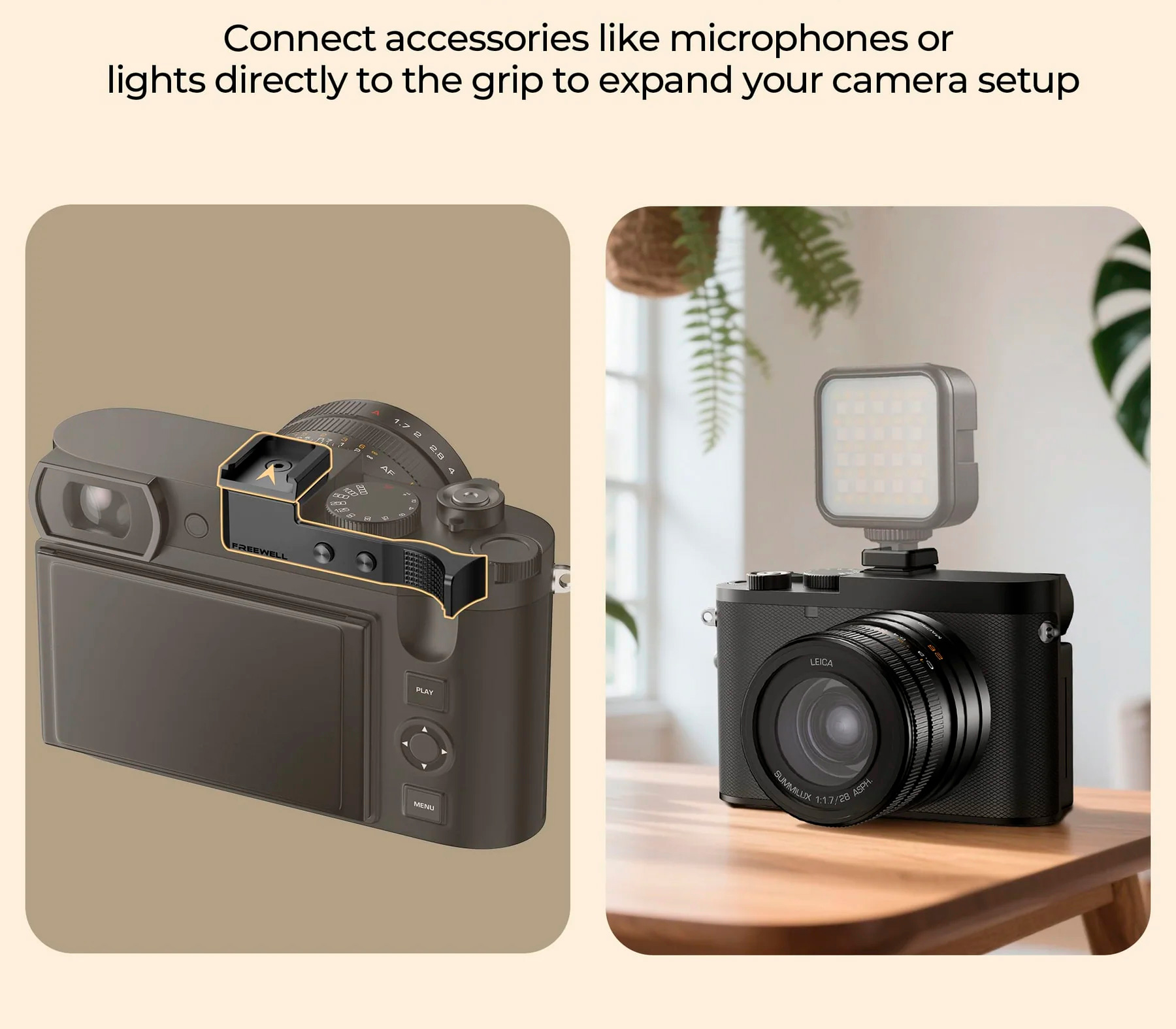 Упор для большого пальца Freewell Thumb Grip для Leica Q3 и Q3 43, с башмаком