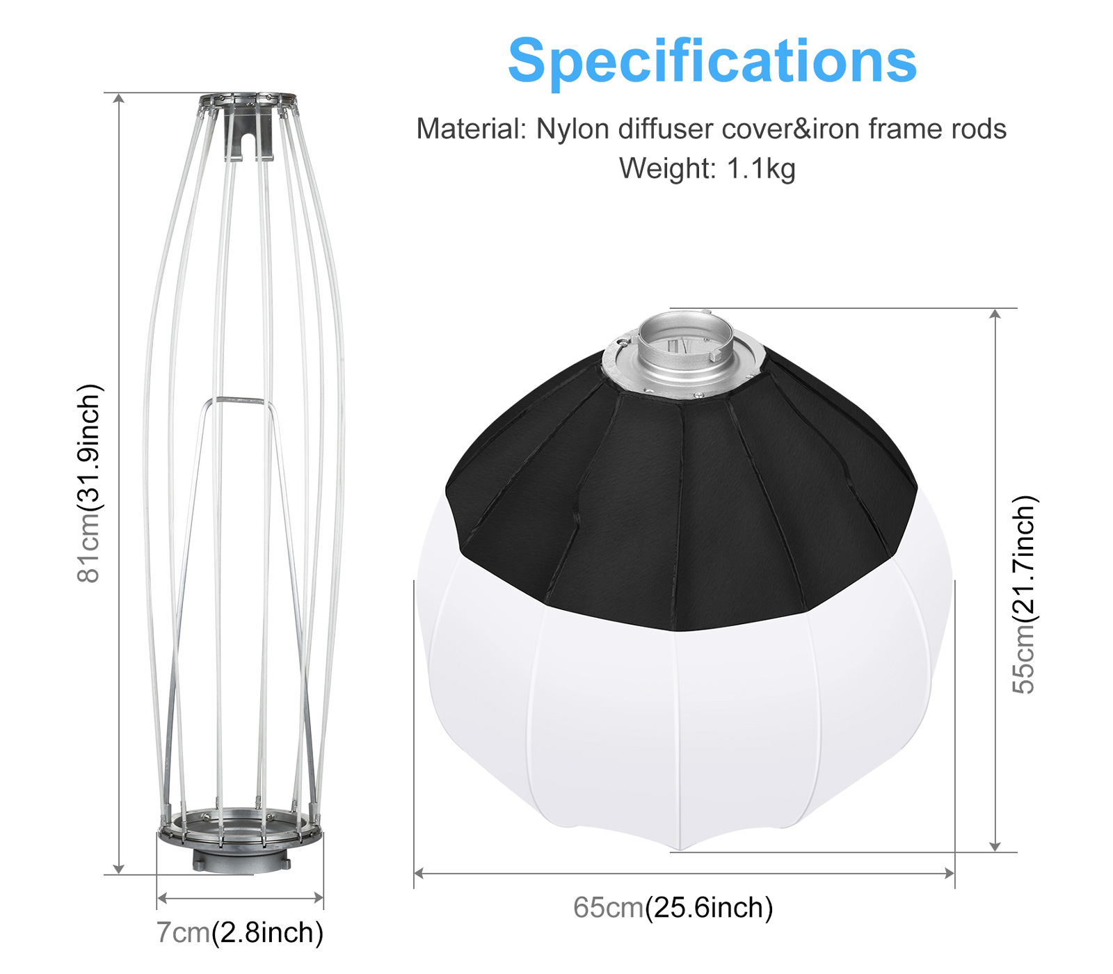 Софтбокс Puluz PU3057 Lantern Softbox, быстрораскладной, 65 см, Bowens