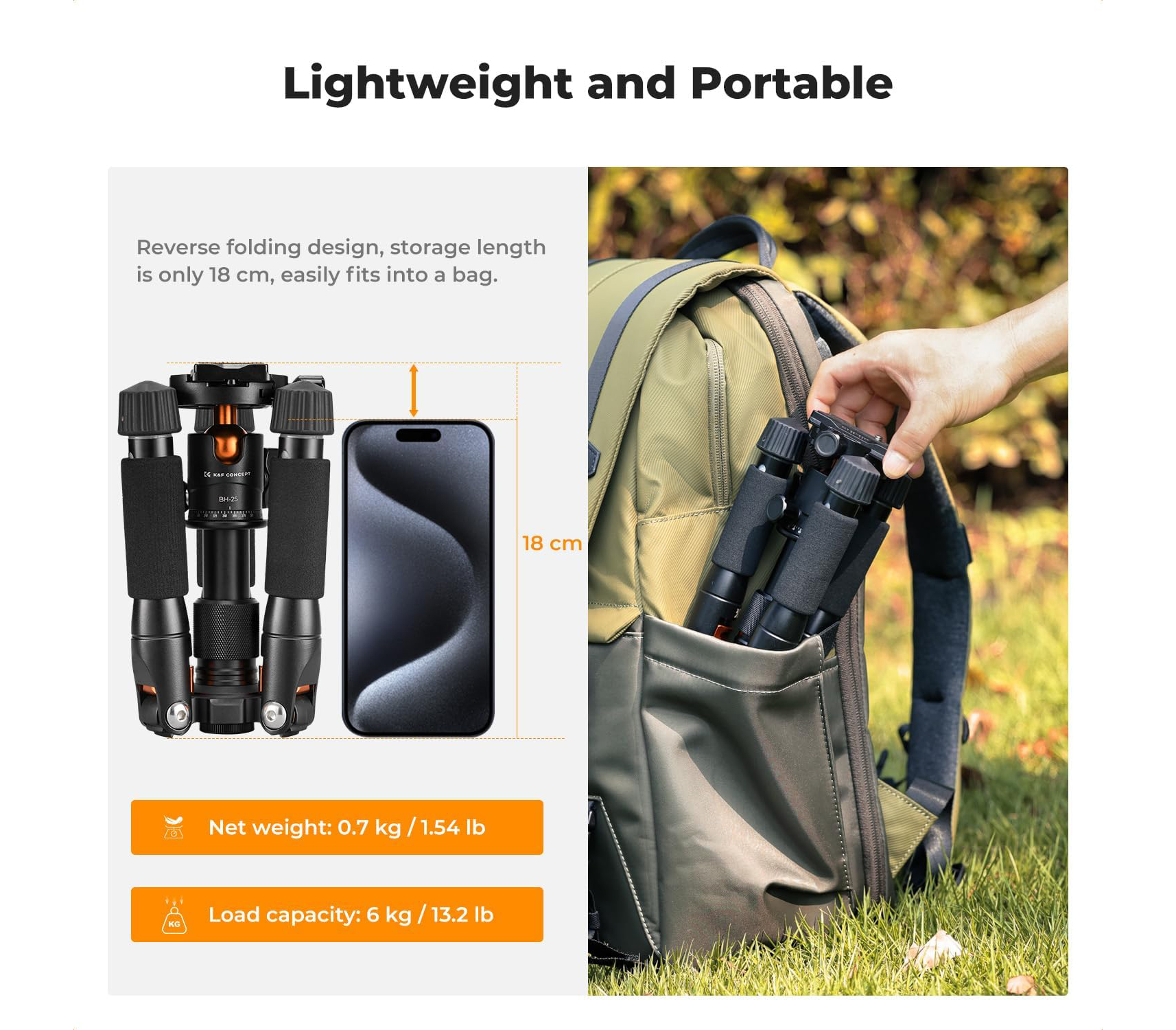 Настольный штатив K&F Concept S225A1 с шаровой головой BH-25