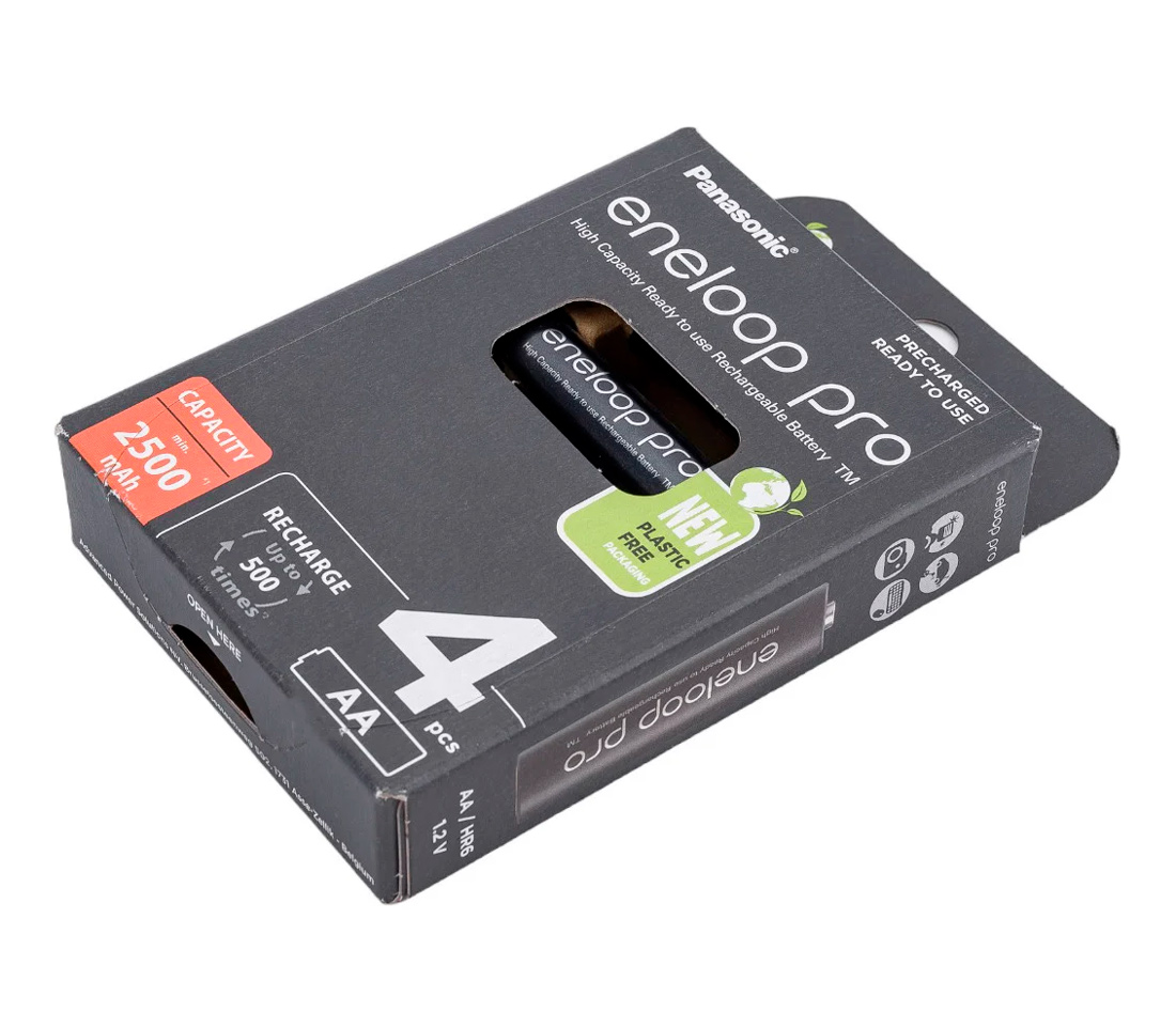 Аккумуляторы Panasonic Eneloop Pro AA, 2450 мАч, 4 шт с кейсом (BK-3HCDEC-4BE)