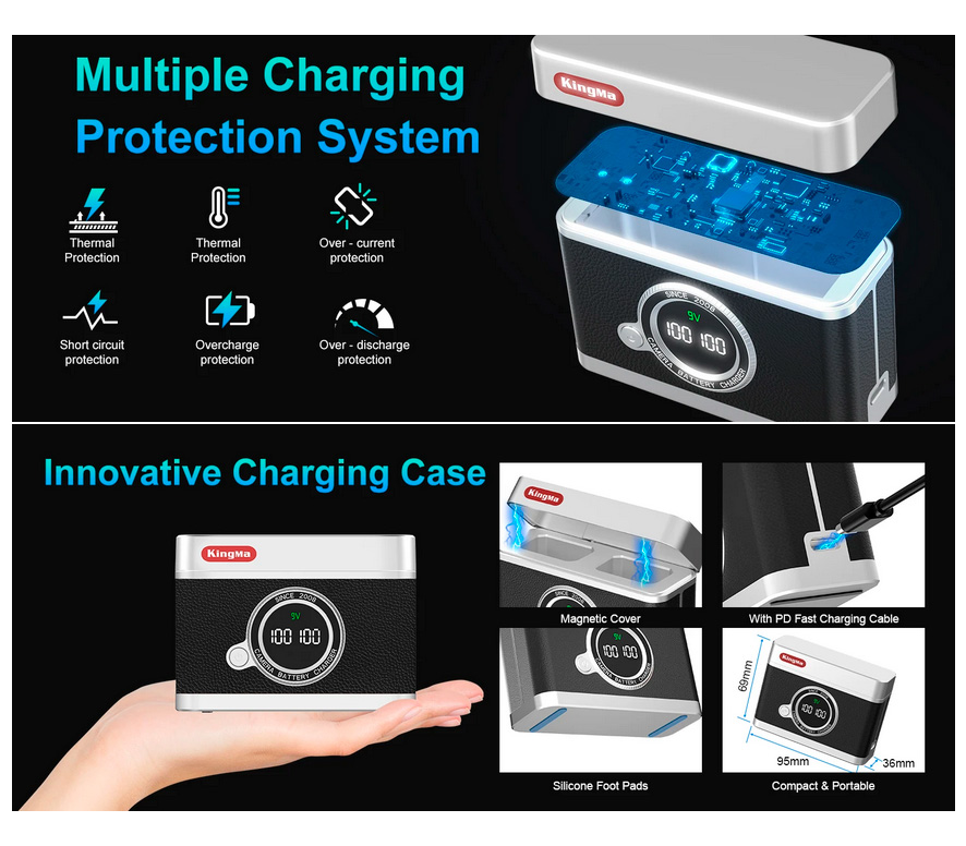 Зарядный кейс Kingma BM070-FW50 для 2х Sony NP-FW50, черный